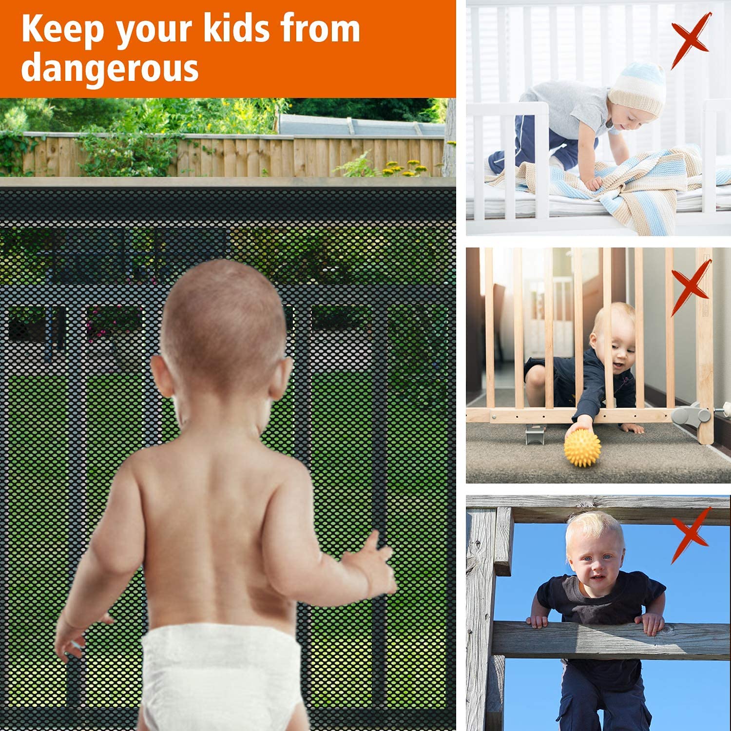 Child Safety Net, Durable Banister Guards For Kids Safety For Indoor Stairs Rails Cribs Balcony, Easy To Install And Use For Kids Pets Toys Safety With More Ties (Black)