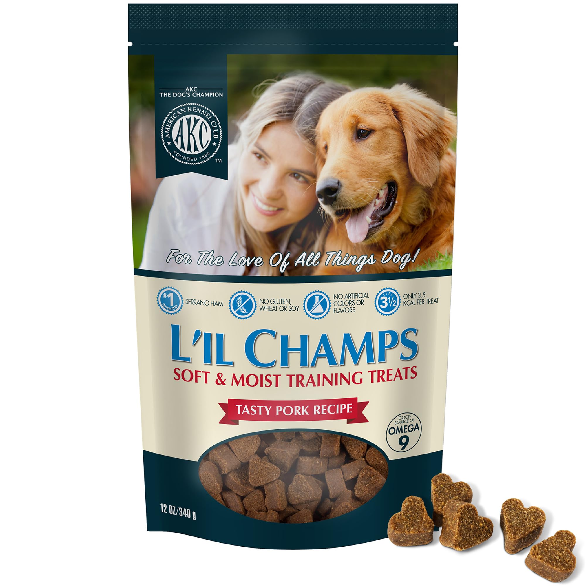 Pet Brands American Kennel Club Lil Champs Soft & Moist Training Treats, Pork Flavor, All Breed Sizes, 12 Ounces