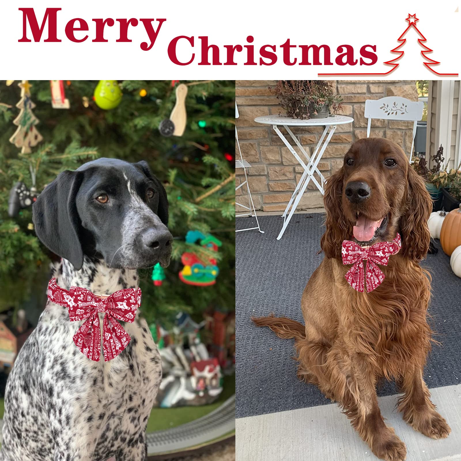 Unique Style Paws Christmas Dog Collar With Bow Tie Gingerbread & Snowman Winter Puppy Collar For Small Medium Large Dogs-Xl