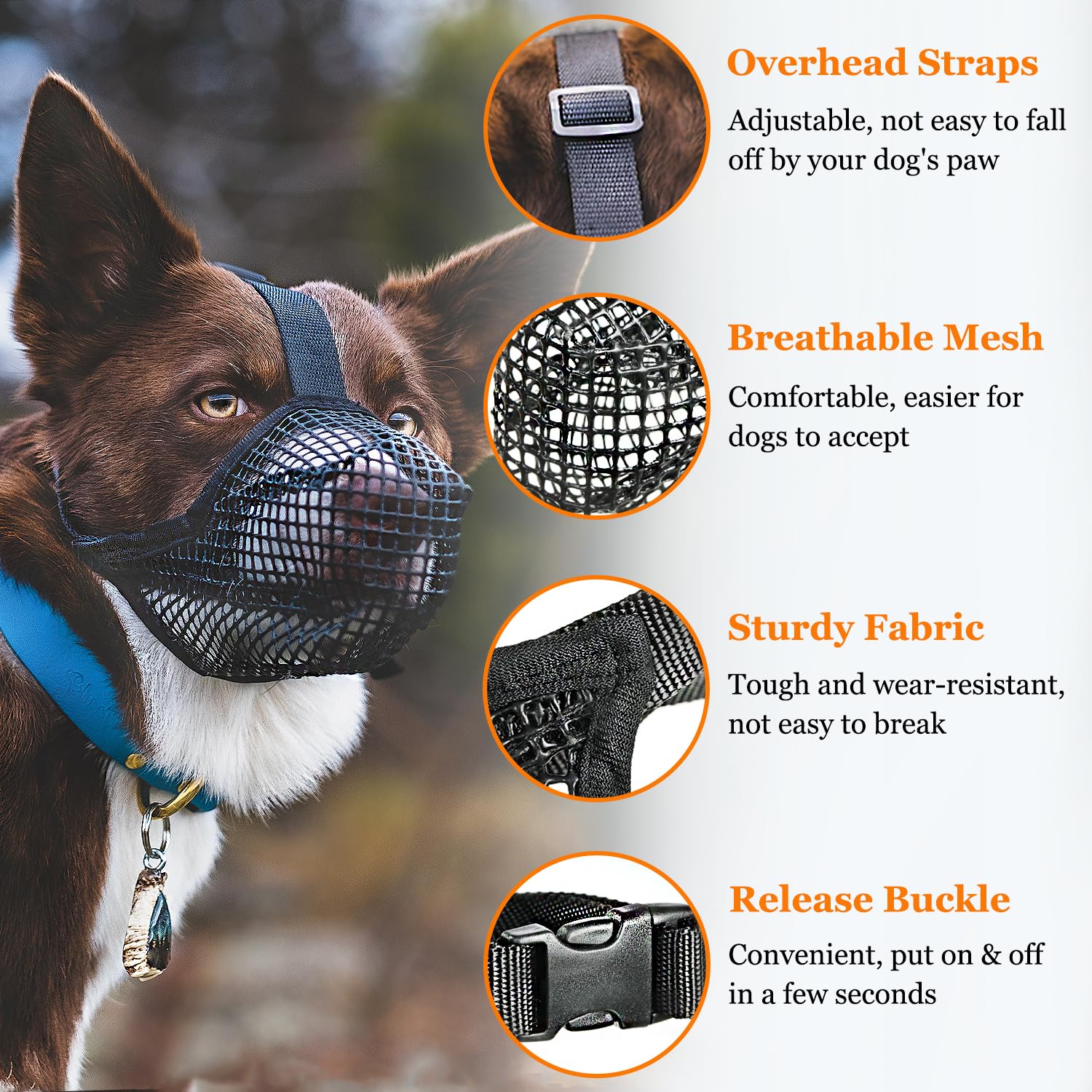 Crazy Felix Dog Muzzle - Soft Mesh, Adjustable, Breathable for Small to Large Dogs, Black, XS (Snout Circumference: 4½?-6¼?)