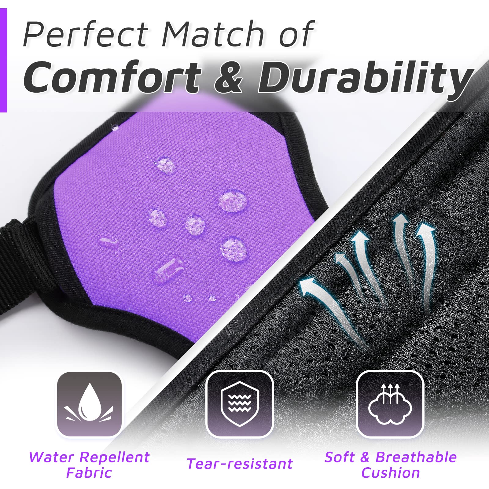 Eagloo Dog Harness Large Breed, No Pull Service Vest With Reflective Strips And Control Handle, Adjustable And Comfortable For Easy Walking, No Choke Pet Harness With 2 Metal Rings, Purple, Xl