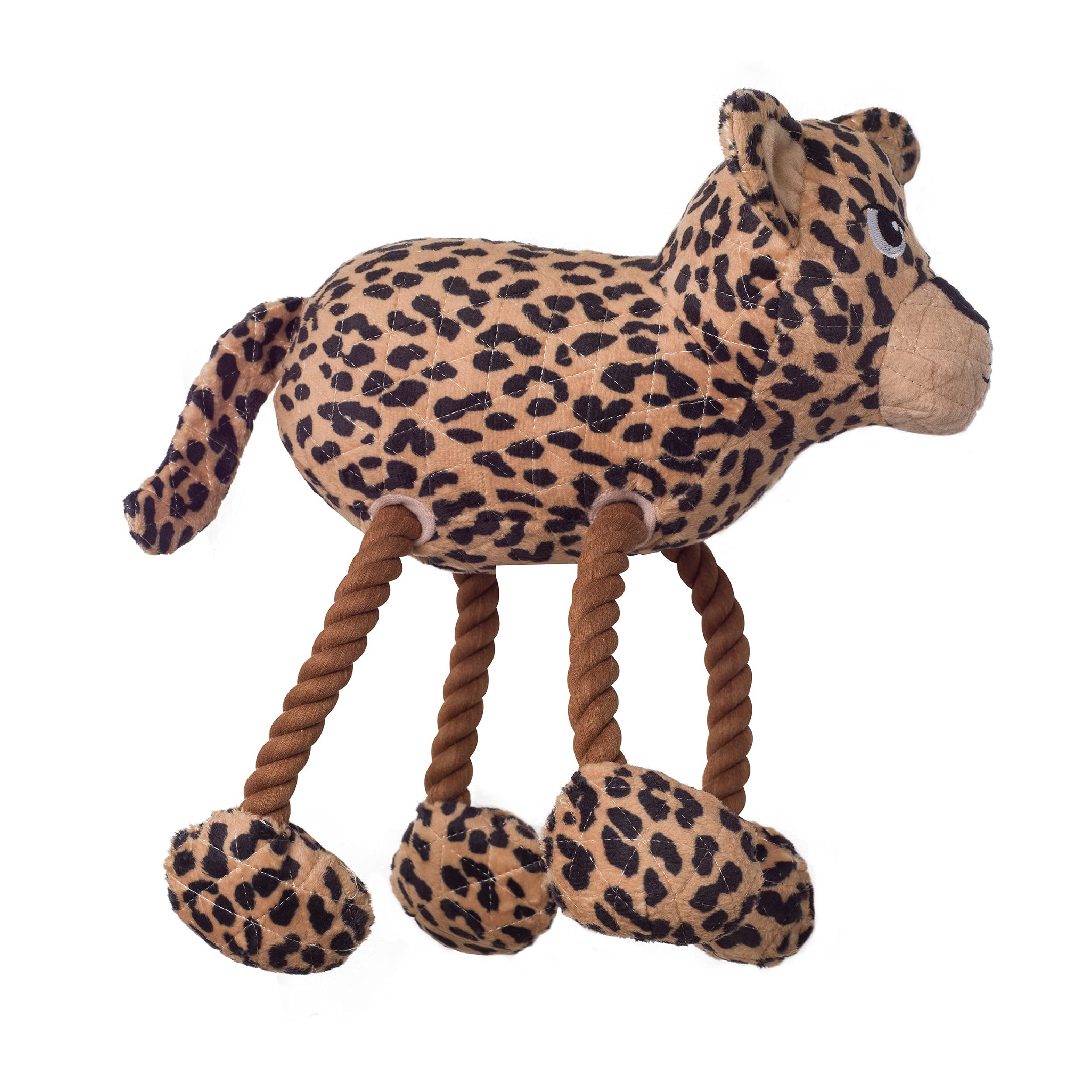 Outward Hound Tuggy Buddyz Leopard Squeaky Rope Dog Toy