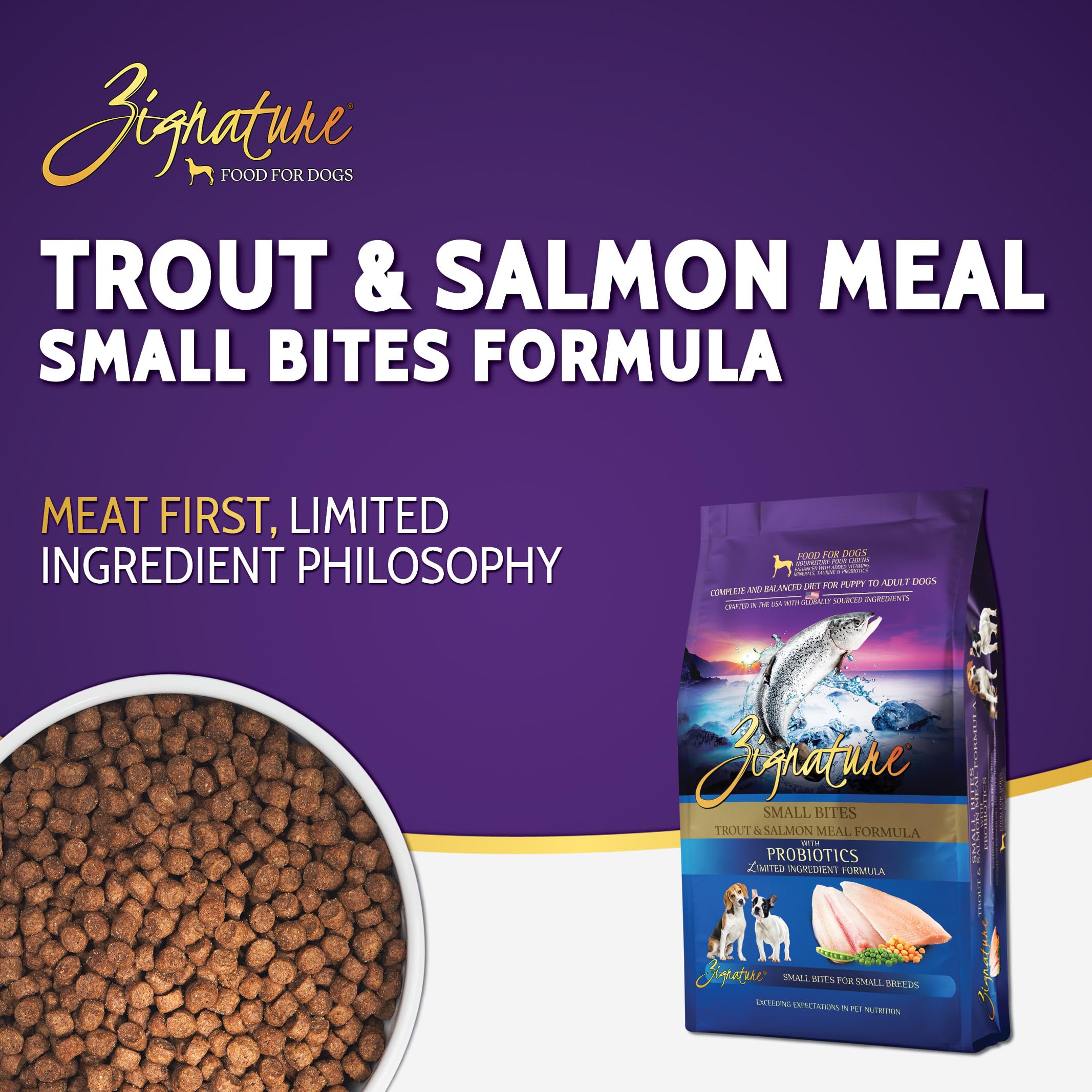 Zignature Trout & Salmon Limited Ingredient Formula Small Bites Dry Dog Food 12.5lb