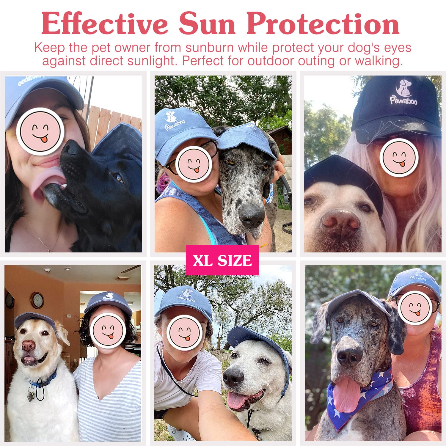 Pawaboo 2Pc Owner And Dog Hat Set, Pet'S Mom/Dad Baseball Cap Set, Dog Visor Cap Sun Protection Hats With Ear Holes And Adjustab