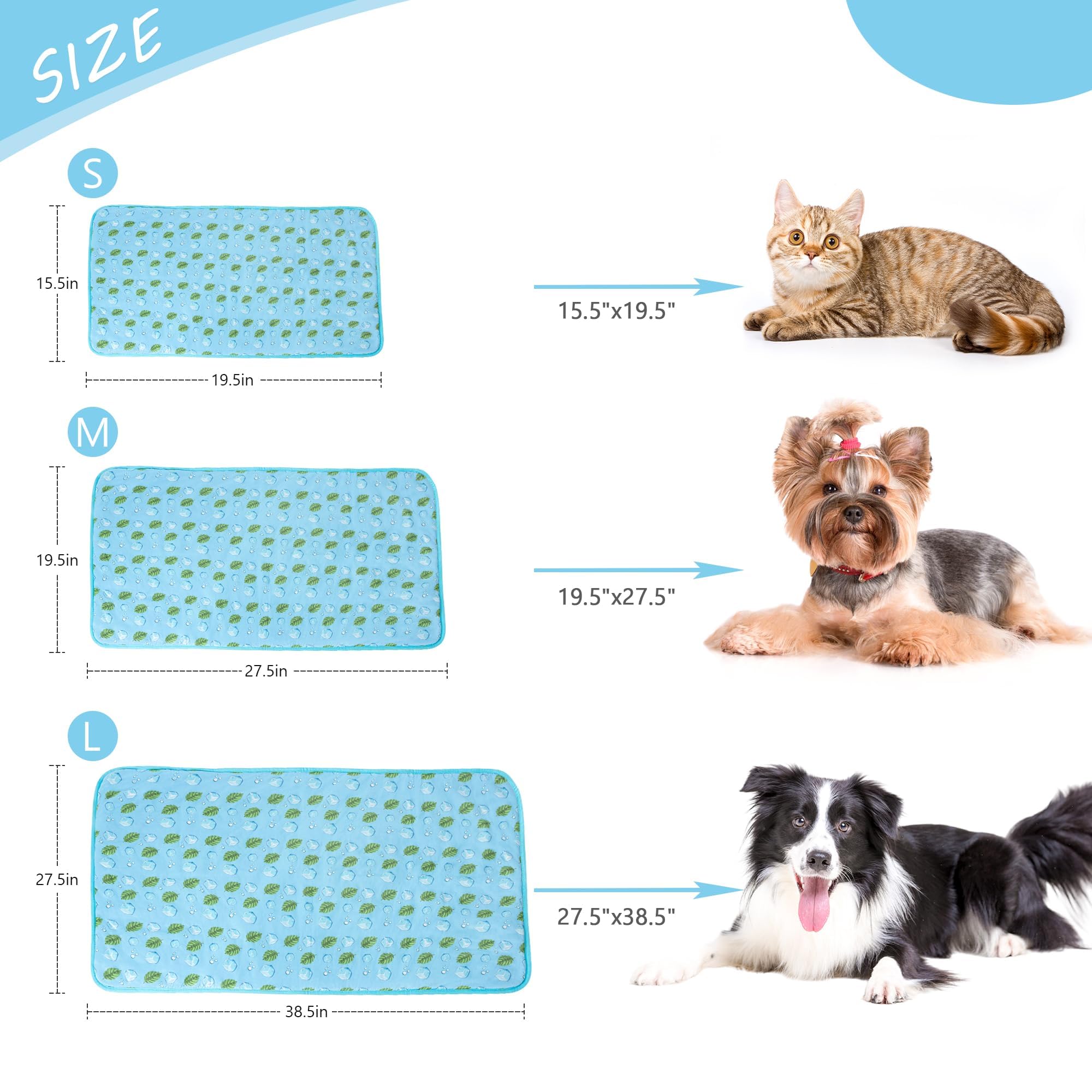 Delifur Cat Cooling Mat- Pet Cooling Mat Outdoor For Dogs Ice Pad For Kitten Cat Puppy Machine Washable (Medium, Blue Ice)