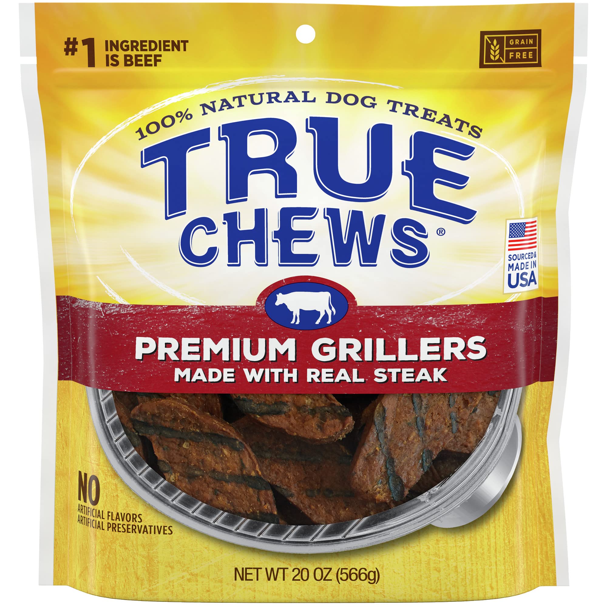 Blue Buffalo True Chews Premium Grillers Natural Dog Treats, Steak 20 oz bag