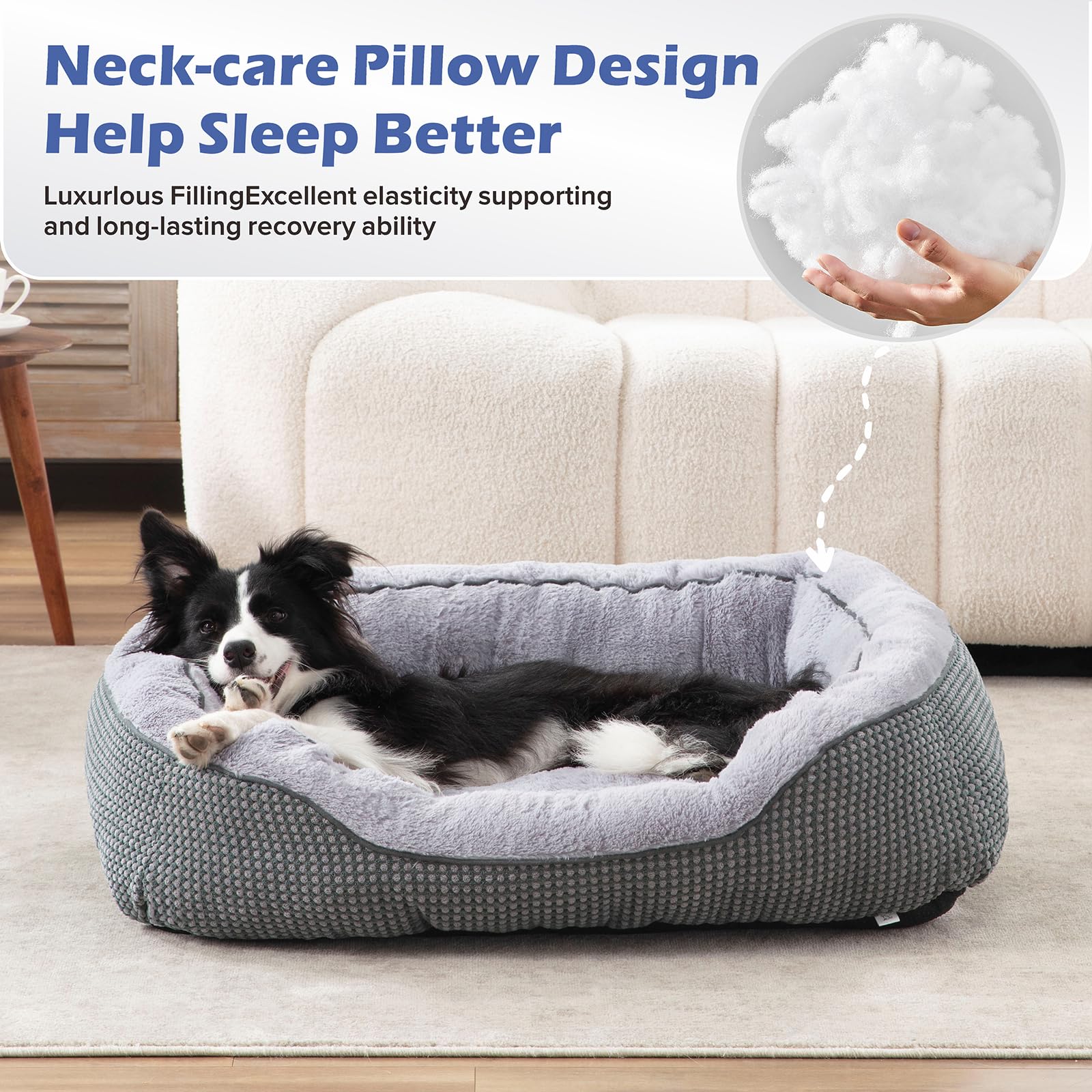 Invenho Medium Dog Beds For Medium Dogs Washable, Rectangle Dog Bed Medium Size Dog, Orthopedic Dog Bed, Warming Soft Calming Sl