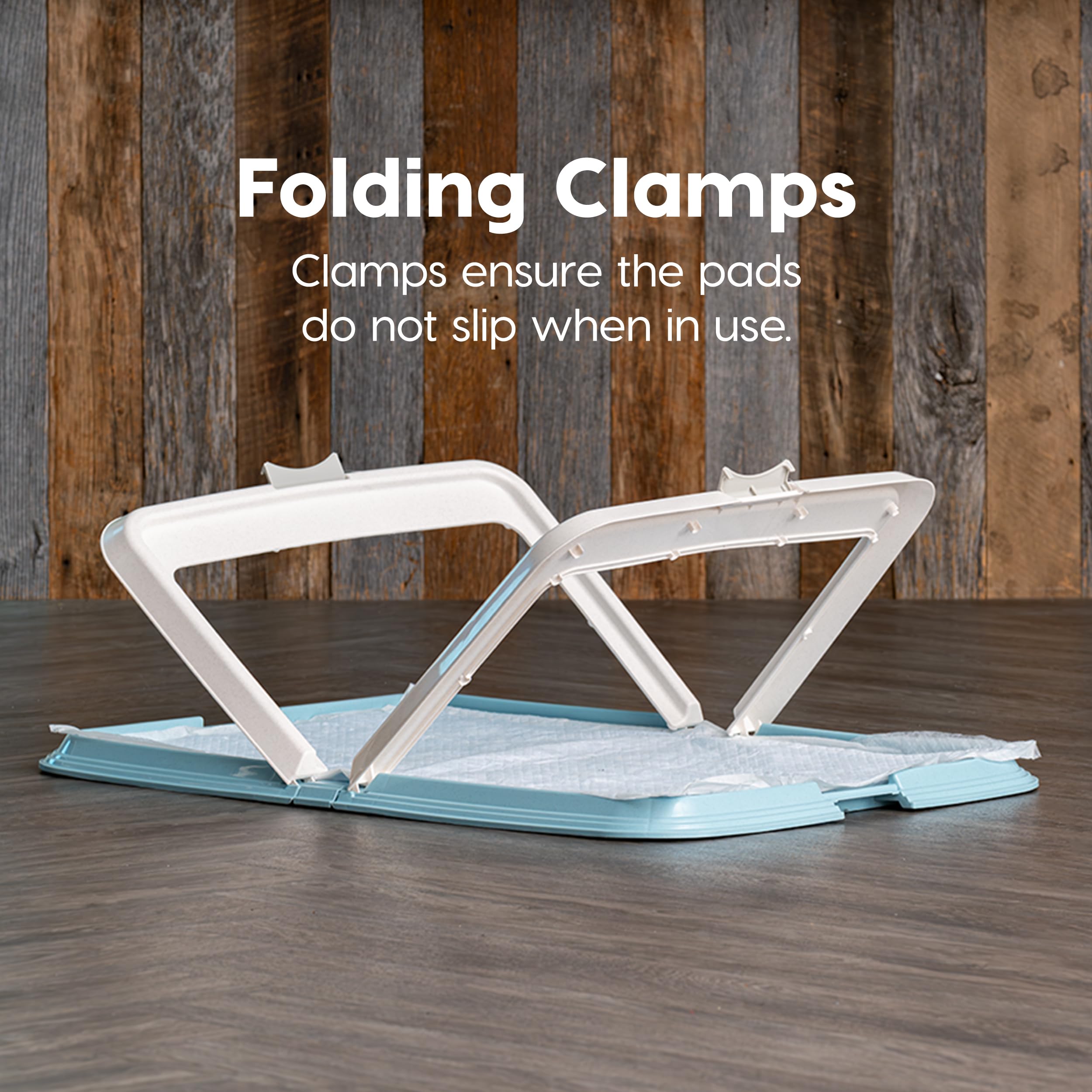 IRIS USA XL Pee Pad Holder - Foldable, Non-Skid Rubber Feet, Blue, Model 301565, Fits 23"x35" Pad or Larger