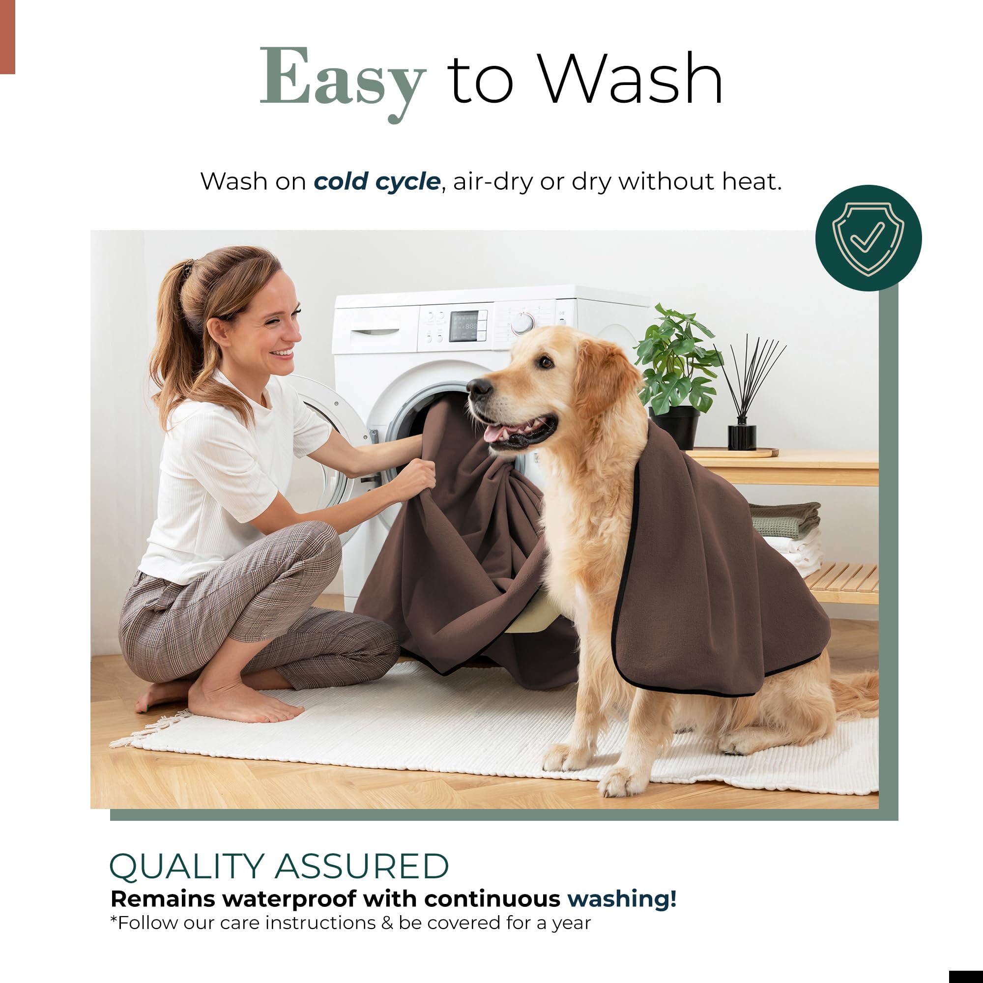 Waterproof Blanket For Bed - Waterproof Dog Blanket For Large Dogs - Pet Blankets For Bed/Couch/Dog Crate, Soft Reversible Furni