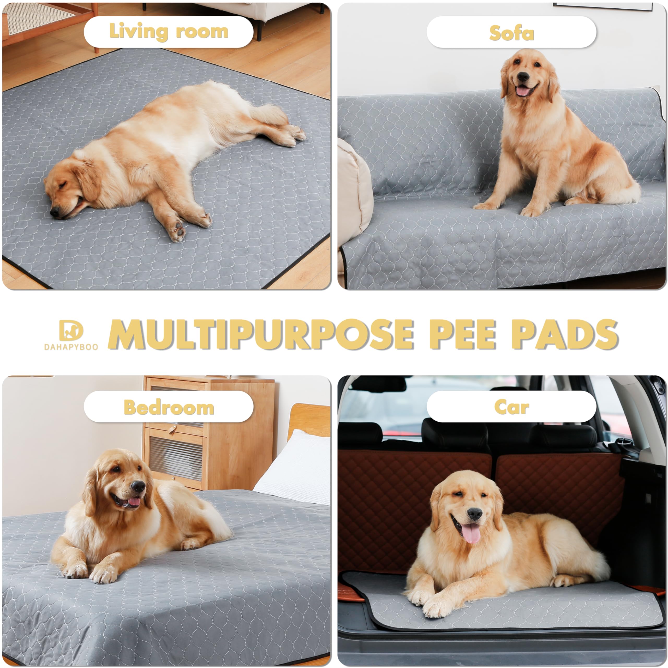 Dahapyboo Extra Large Washable Pee Pads For Dogs,4 Pack Reusable Puppy Pads For Dogs,36X48 Non-Slip Waterproof Pet Training Pads