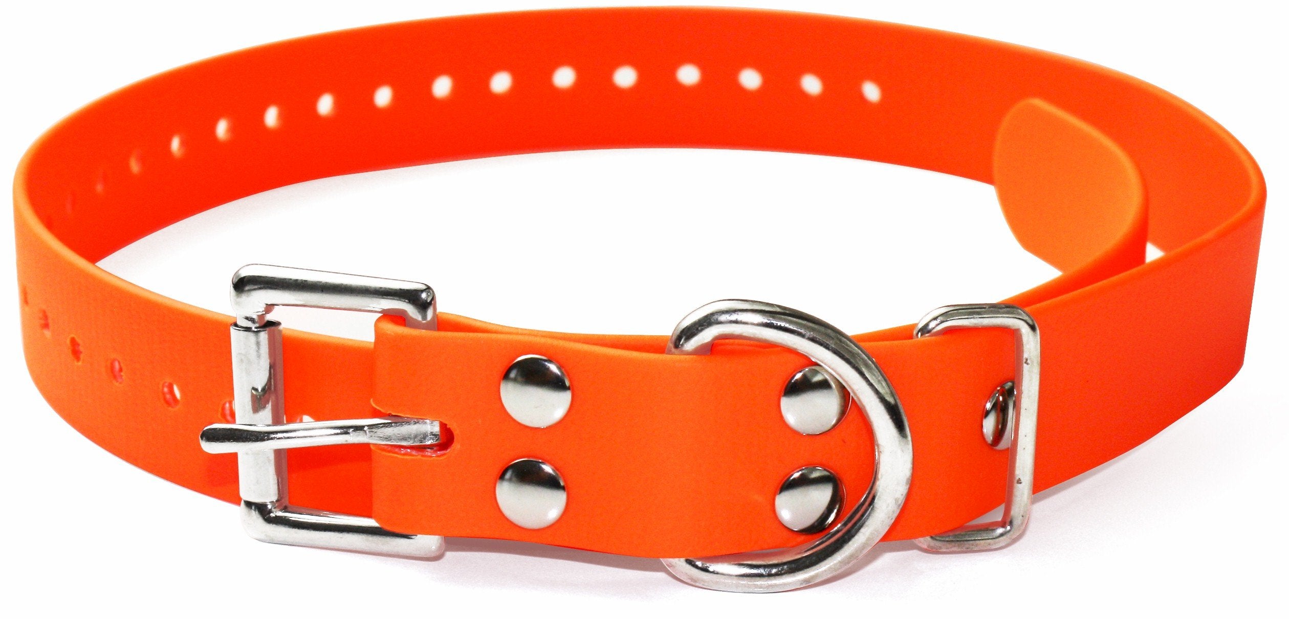 Educator Biothane Dog Collar, Waterproof, Odorproof, Metal Buckle And D Ring, Adjustable For Custom Fit, Cool And Comfortable, For Small, Medium, Or Large Dogs, 1-Inch, Orange