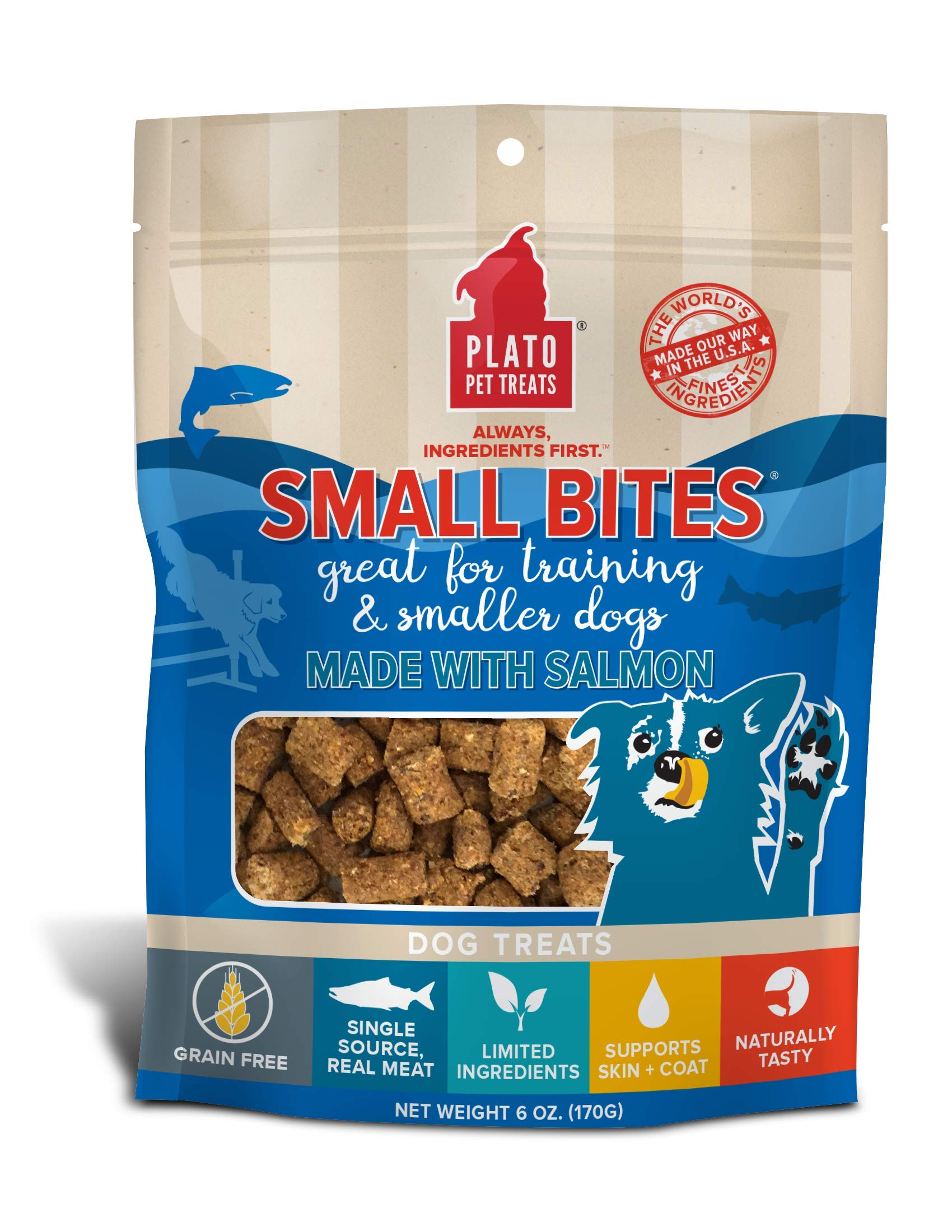Plato Dog Strips Small Bites Grain Free Salmon 6Oz