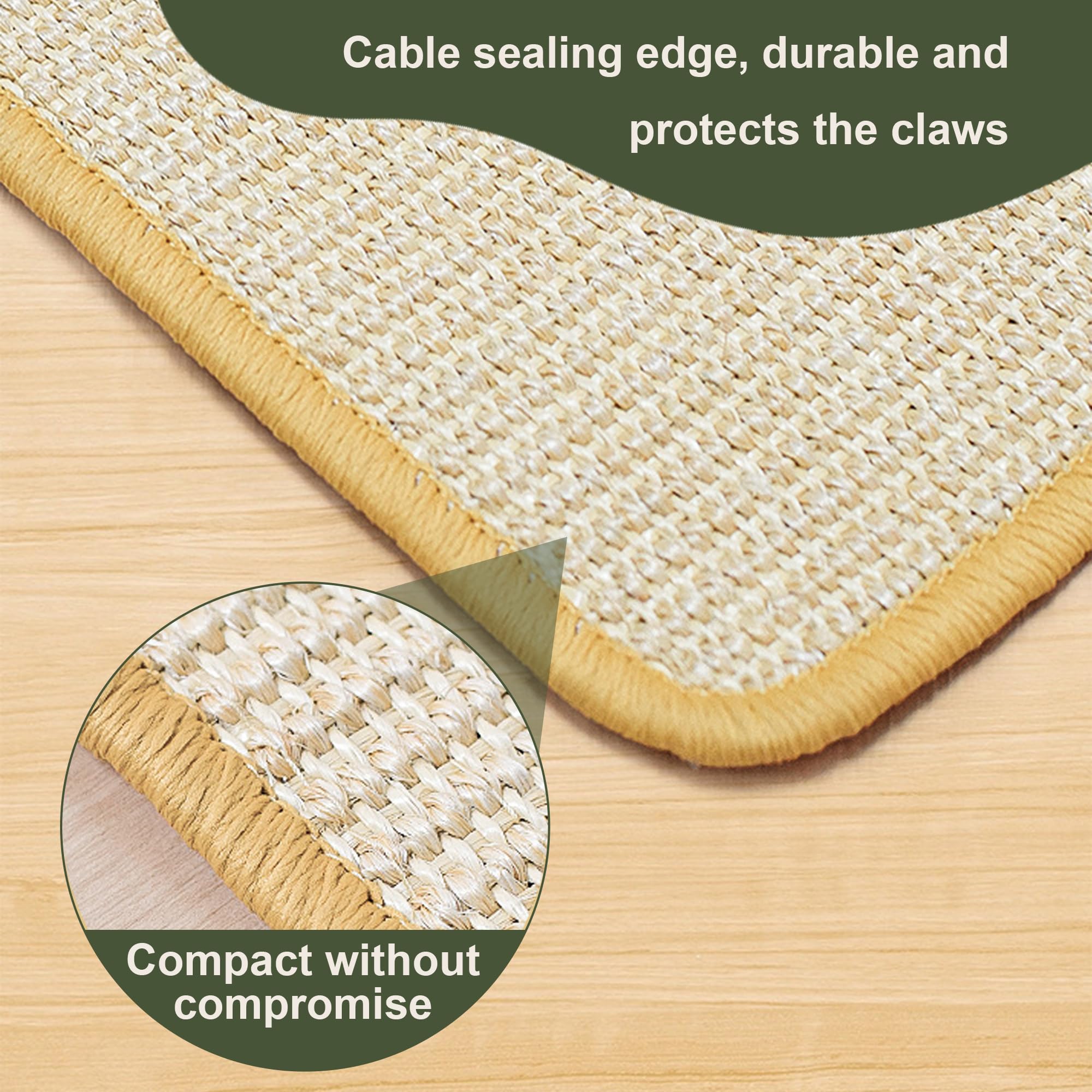Sisal Cat Scratching Mat, 3 Packs Natural Fabric 23.6 X 15.8 Scratching Pad With Cute Playing Toy And Spiral Nails, Wall Scr