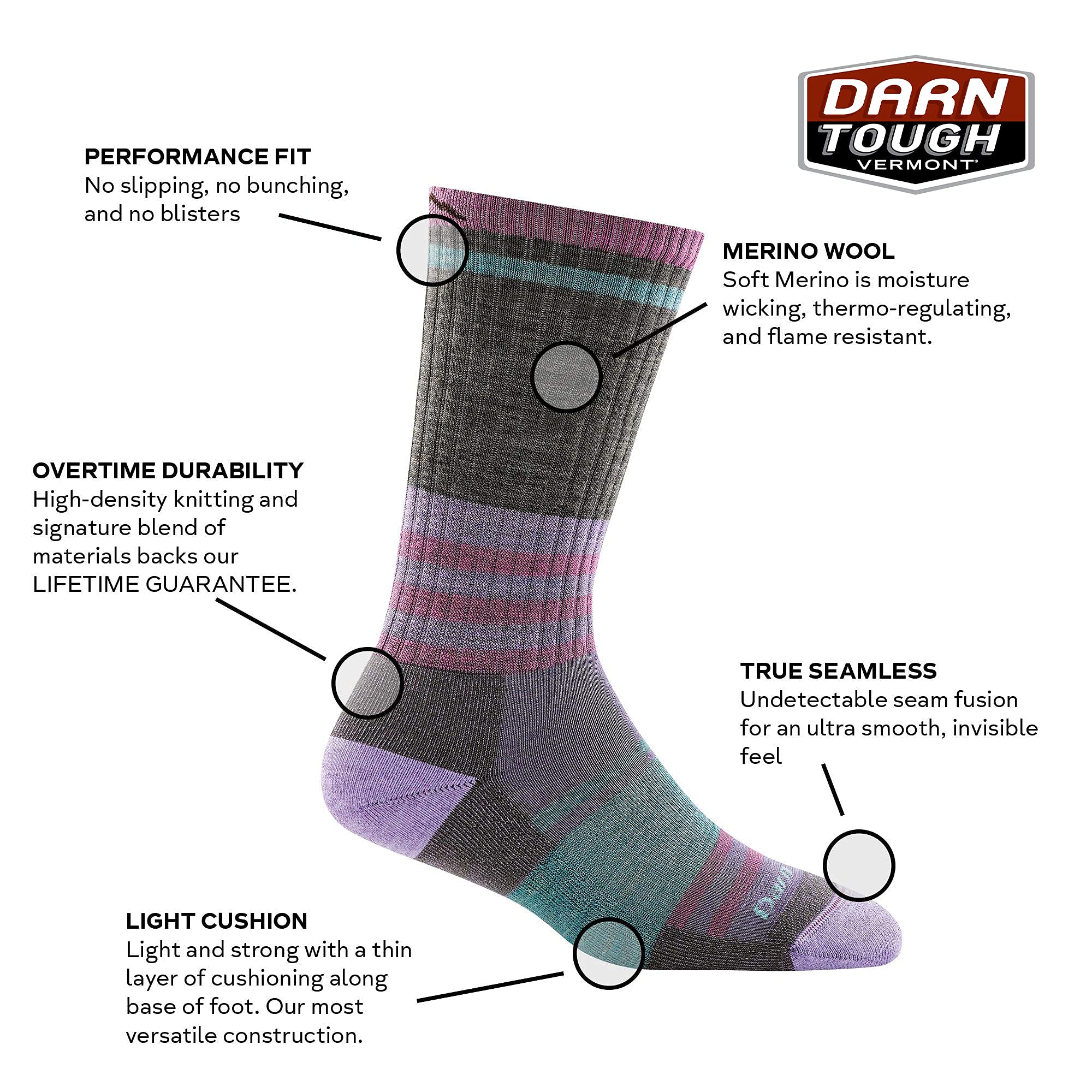 Darn Tough Women'S Her Spur Boot Lightweight Hiking Sock (Style 1969) - Sandstone, Small