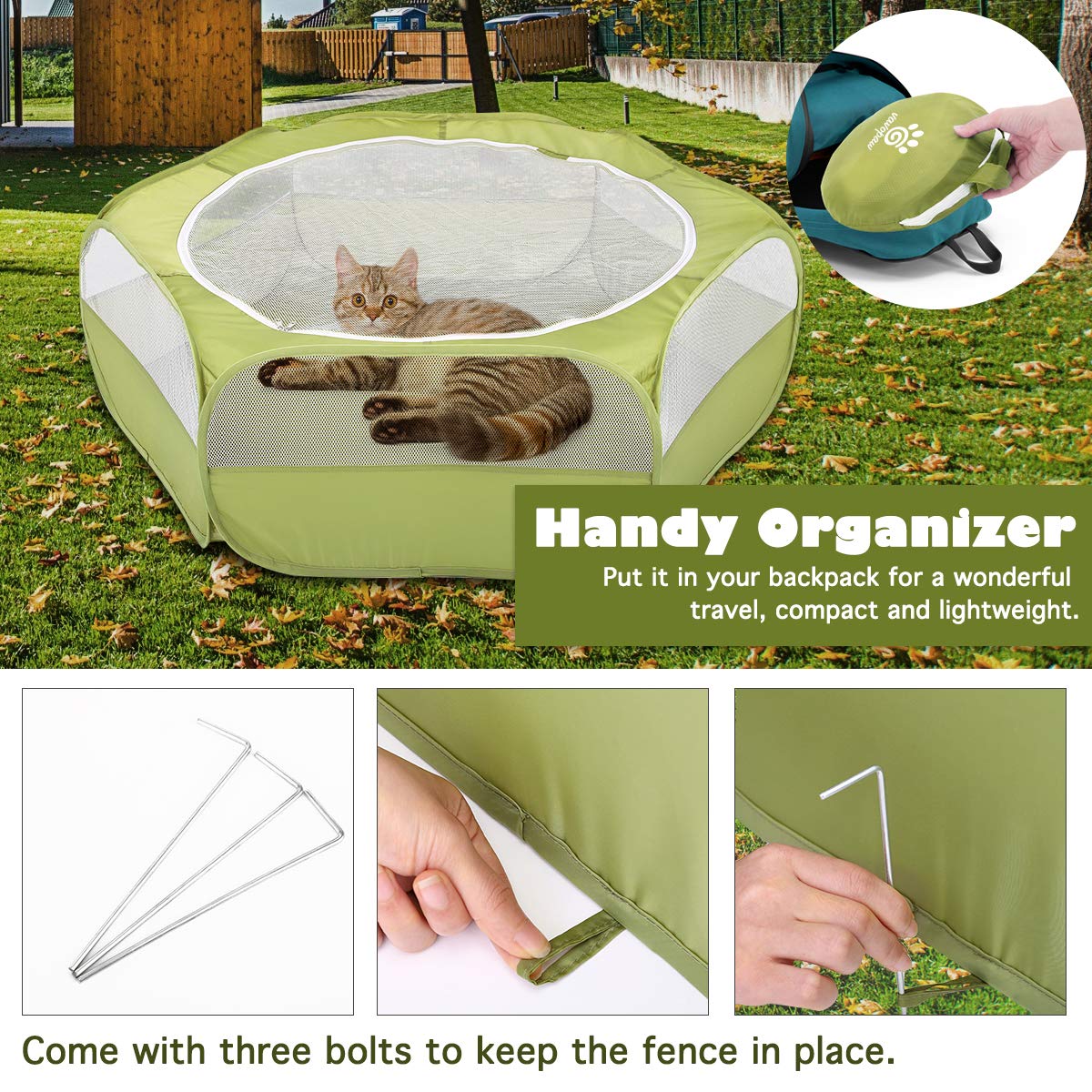 VavoPaw Small Animals Playpen, Waterproof Breathable Indoor Pet Cage Tent with Zipper Cover, Portable Outdoor Exercise Yard Fenc