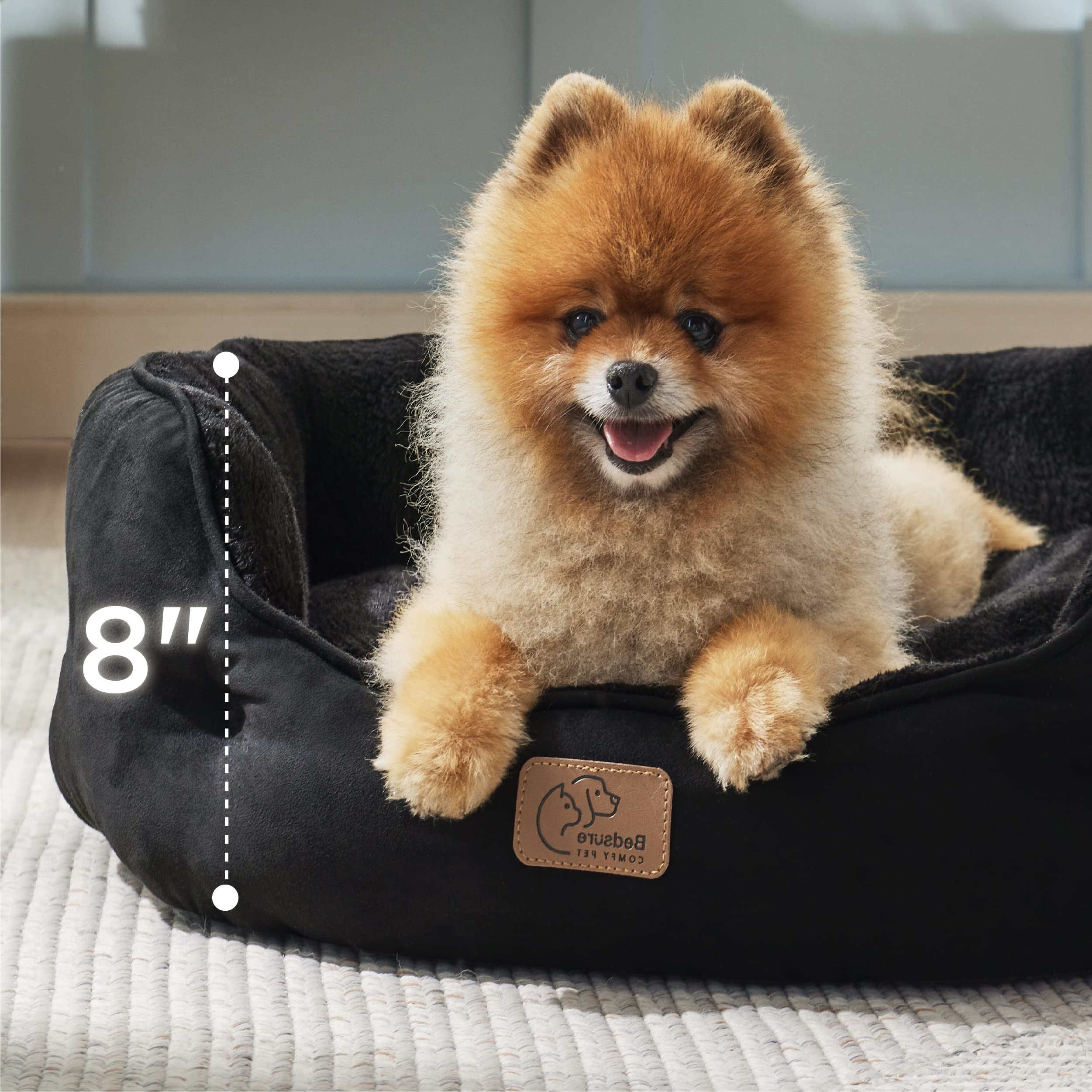 Bedsure Dog Beds For Small Dogs - Round Cat Beds For Indoor Cats, Washable Pet Bed For Puppy And Kitten With Slip-Resistant Bottom, 25 Inches, Black