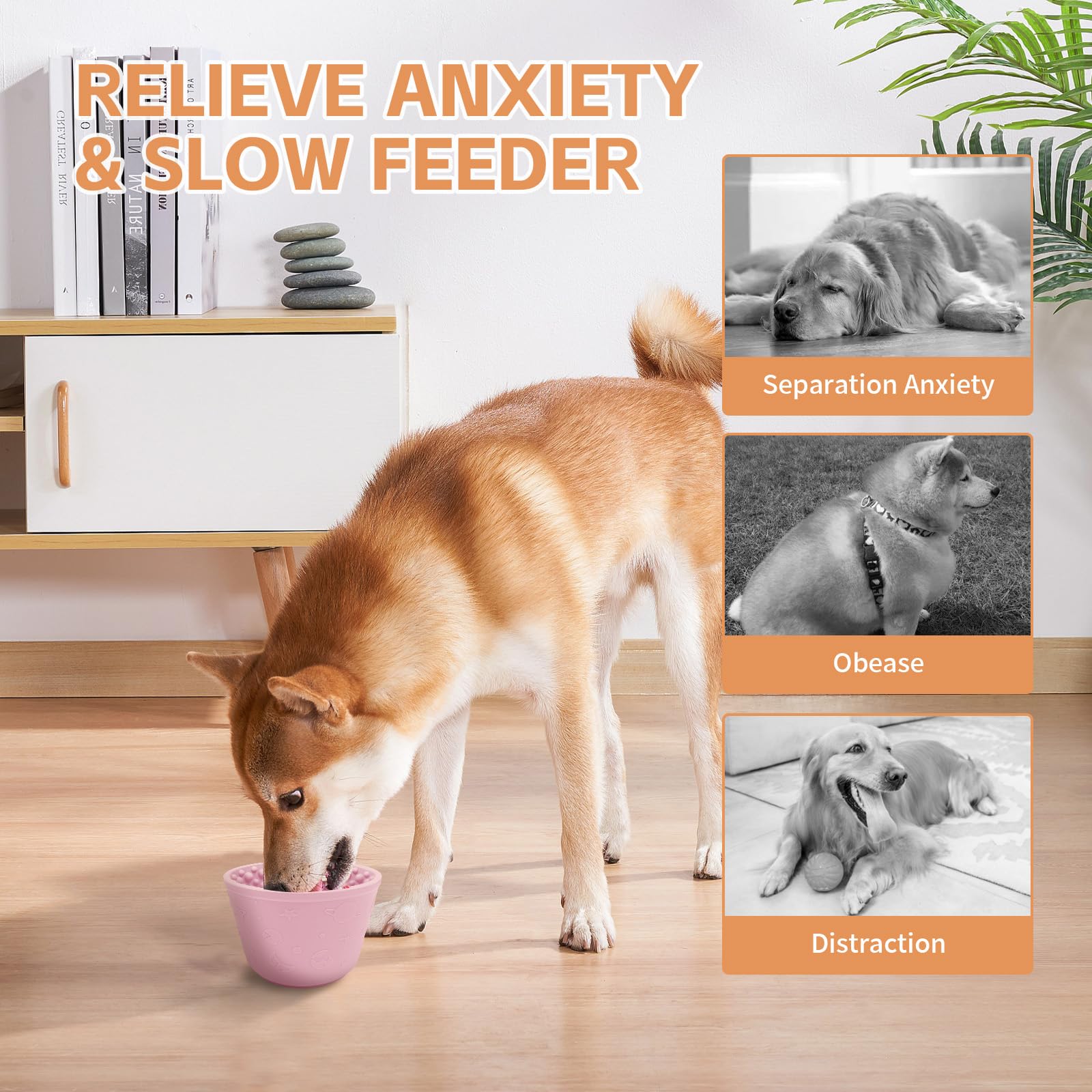 Dog Lick Bowl,Anxiety Relief Non-Slip Silicone Treat Bowl,Durable Long-Lasting Enrichment Slow Feeder Licking Mat for Small Medi