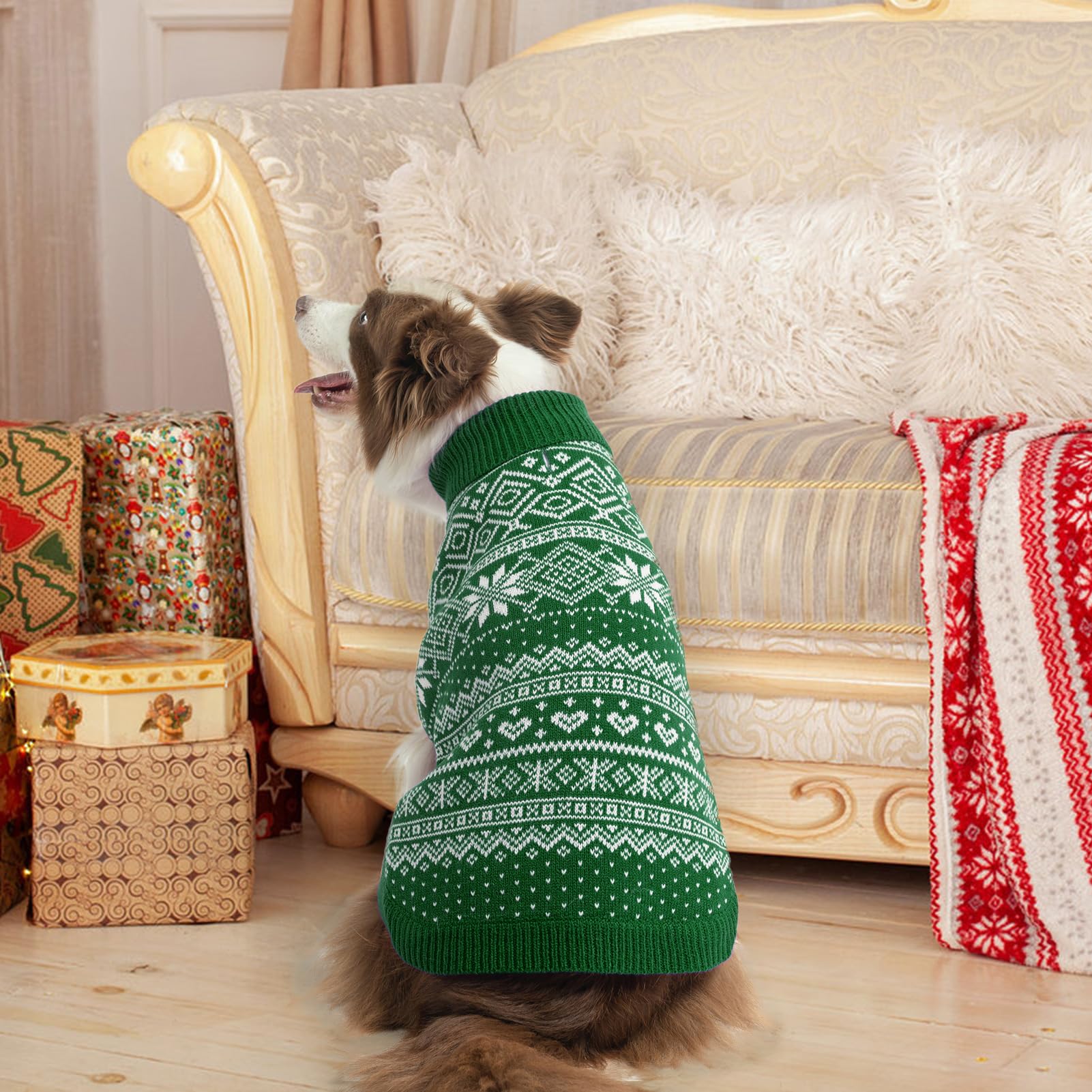 HOMIMP Dog Sweater Argyle - Warm Sweater Winter Clothes Puppy Soft Coat, Ugly Dog Sweater for Small Medium and Large Dogs, Pet C