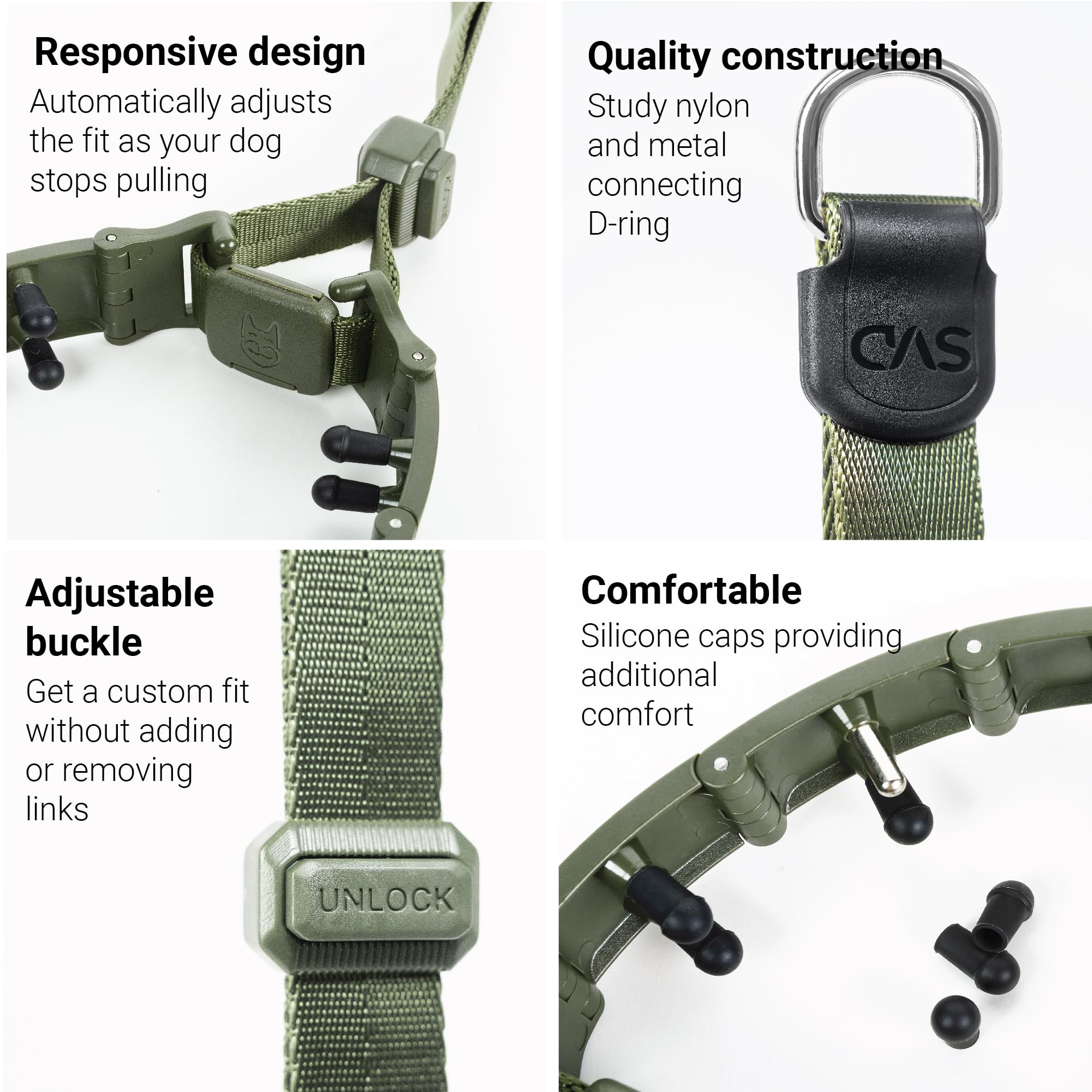 Svd.Pet Dog Prong Collar For No-Pull Training, Quick-Release Buckle Adjustable Pinch Collar For Medium Dogs (Army Green, Medium
