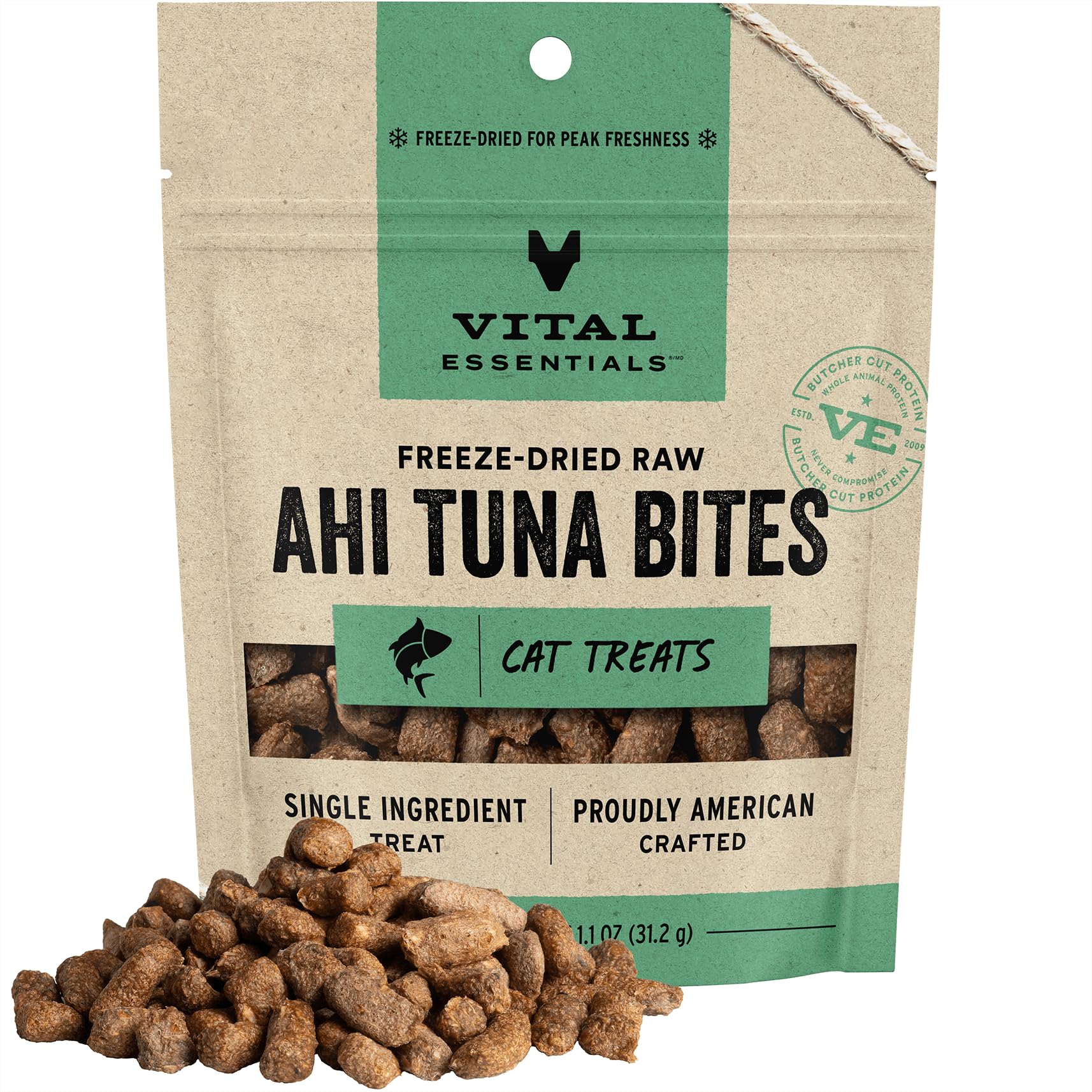 Vital Essentials Freeze Dried Raw Cat Treats, Ahi Tuna Bites, 1.1 oz