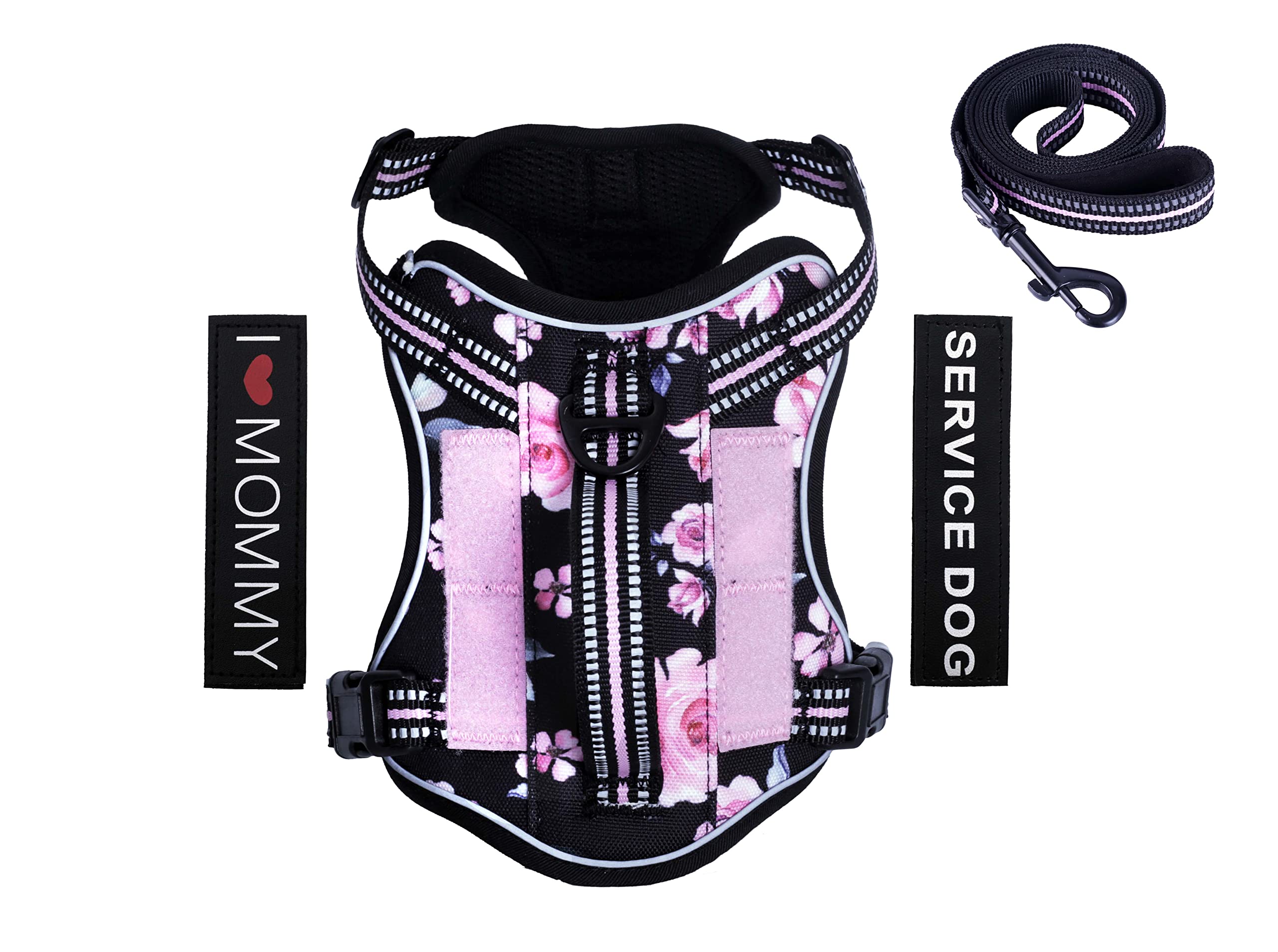 Foxyep Tactical Dog Harness,Working Dog MOLLE Vest with Handle for Small Dogs No Pull Adjustable Pet Harness Reflective Strap wi
