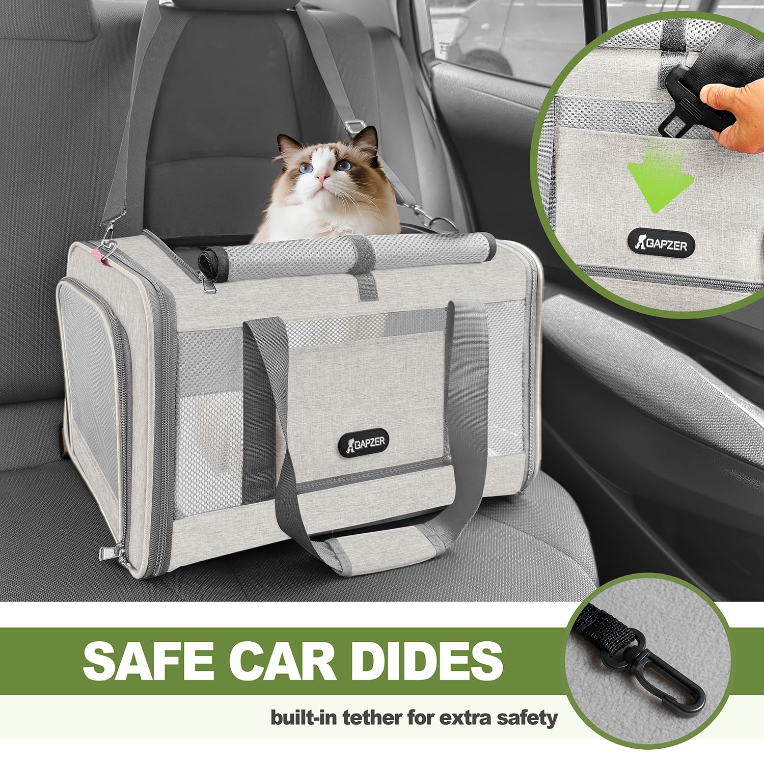 GAPZER Cat Carrier American Airline Approved 18x11x11, Top Opening Sturdy Soft Pet Carrying Bag See Through, Mini Dog Hard Botto