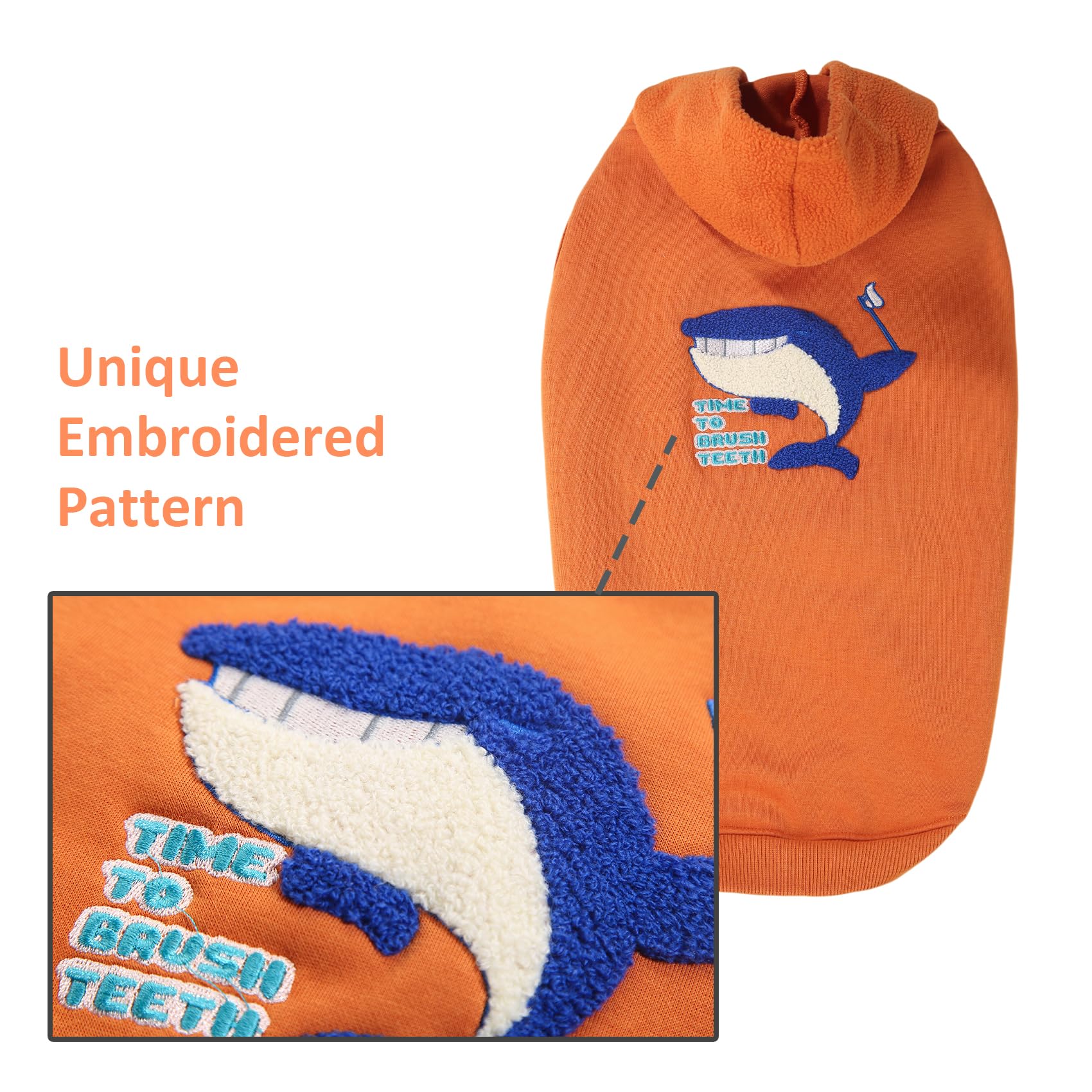 Winter Dog Coat, Plush Vest Hoodie Jacket - Warm Clothes For Dogs (Orange, Xlarge)
