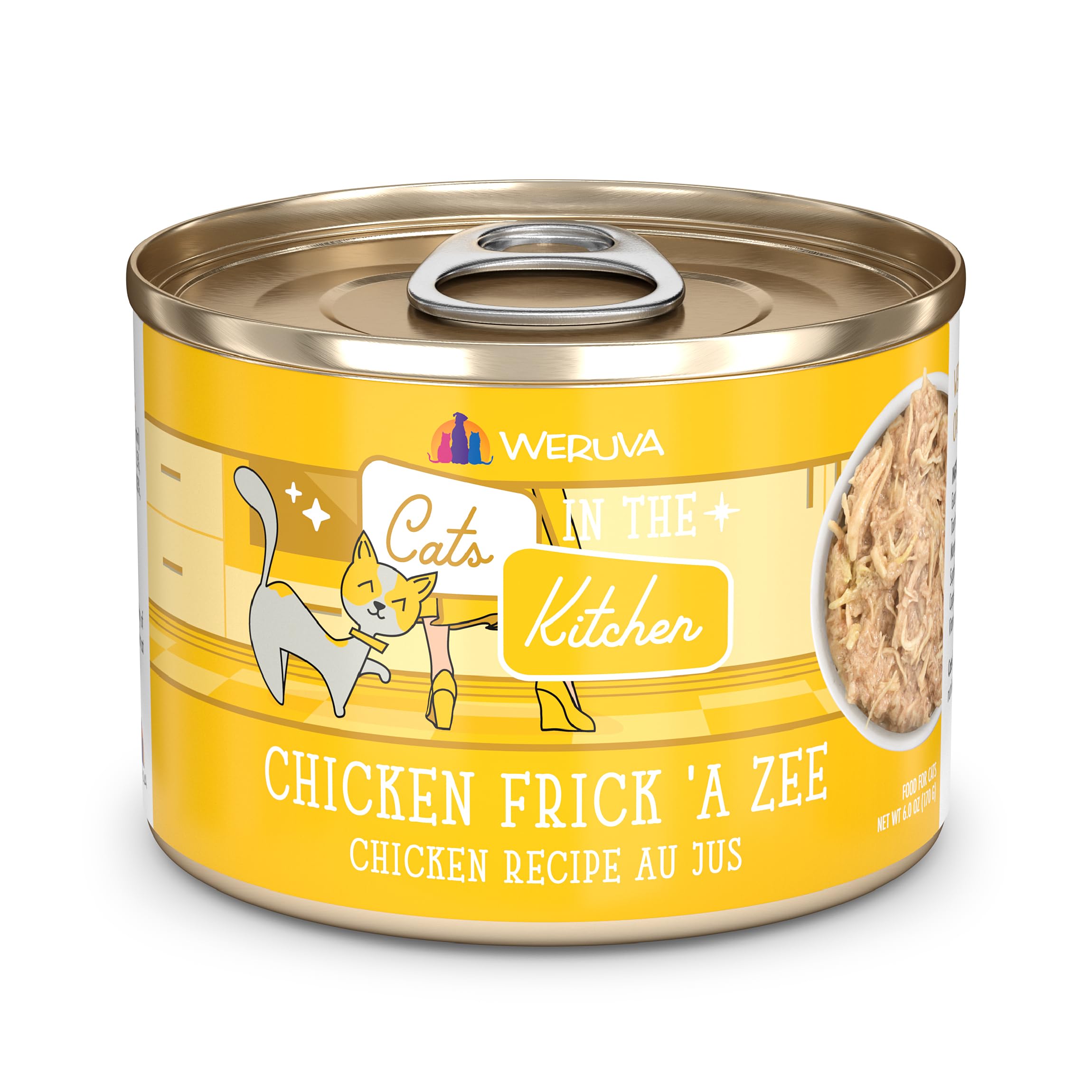 Weruva Cats in The Kitchen, Chicken Frick A Zee with Chicken Au Jus Cat Food, 6oz Can (Pack of 24)
