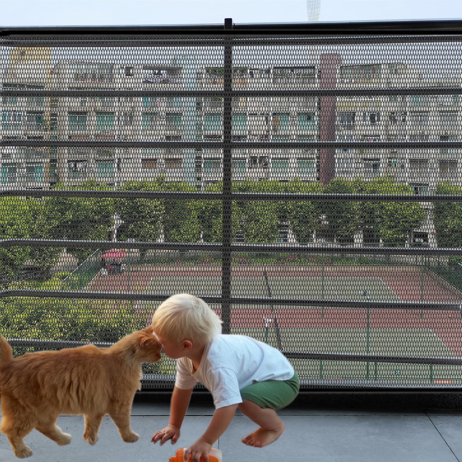 Balcony Safety Net for Kids Banister Guard-10ft X 3ft Thick Pet Balcony Guard Balcony Netting for Pets Rail Net for Balcony Apar