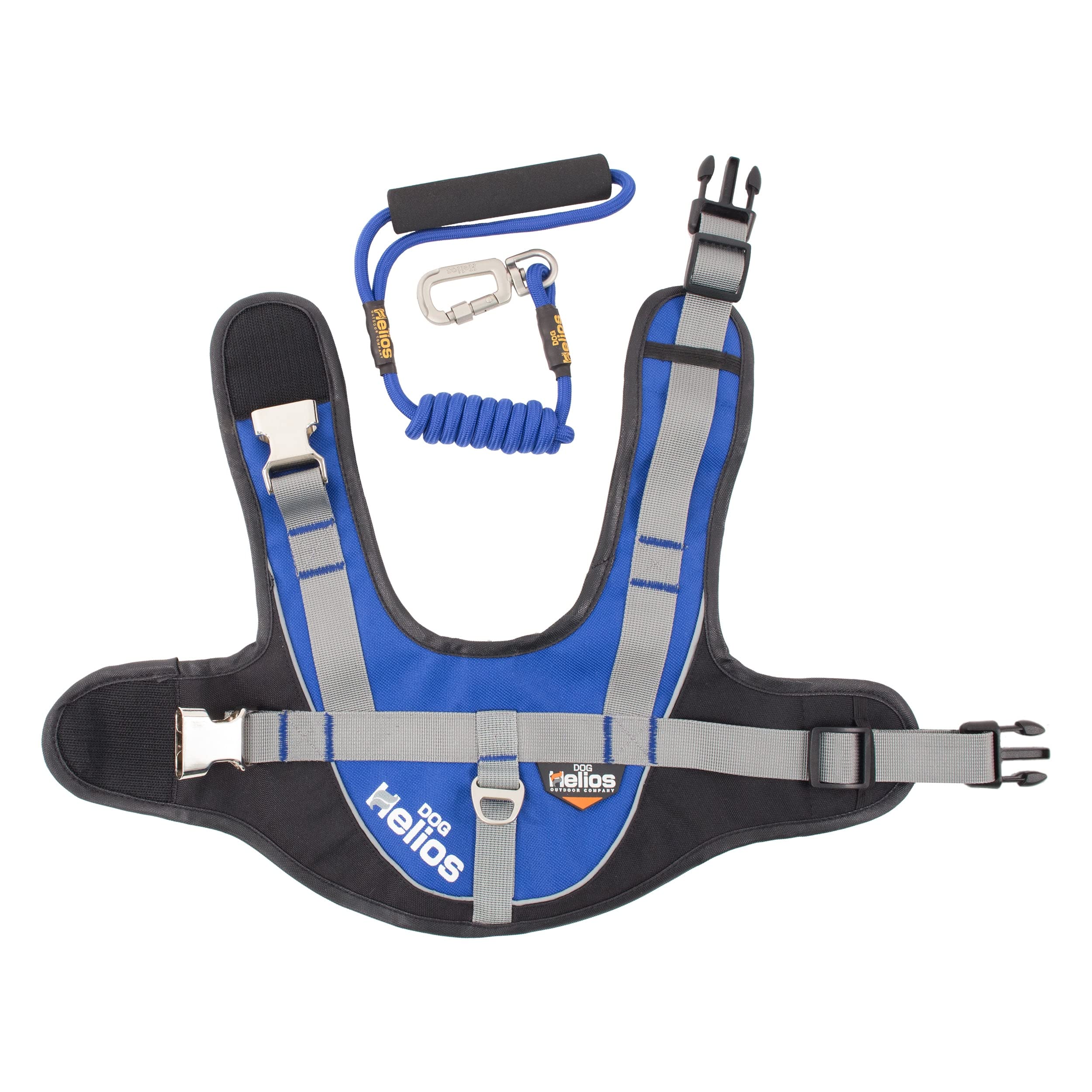 Helios Bark-Mudder Easy Tension 3M Reflective Endurance 2-in-1 Adjustable Dog Leash and Harness, Medium, Blue
