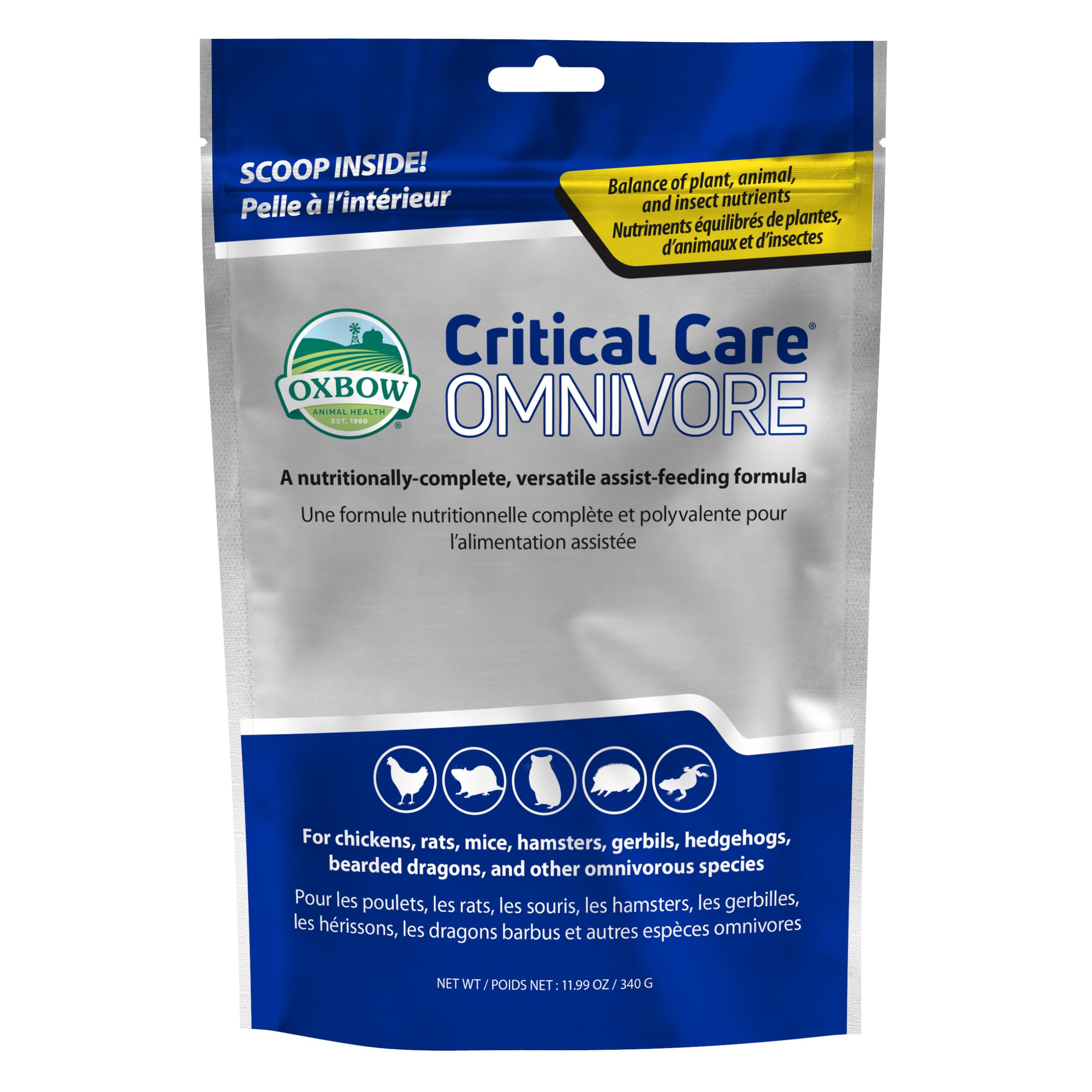 Oxbow Critical Care Omnivore, Recovery Food for Rats, Mice, Hamsters, Gerbils, Vet Formulated, High Calorie Small Animal Diet, I