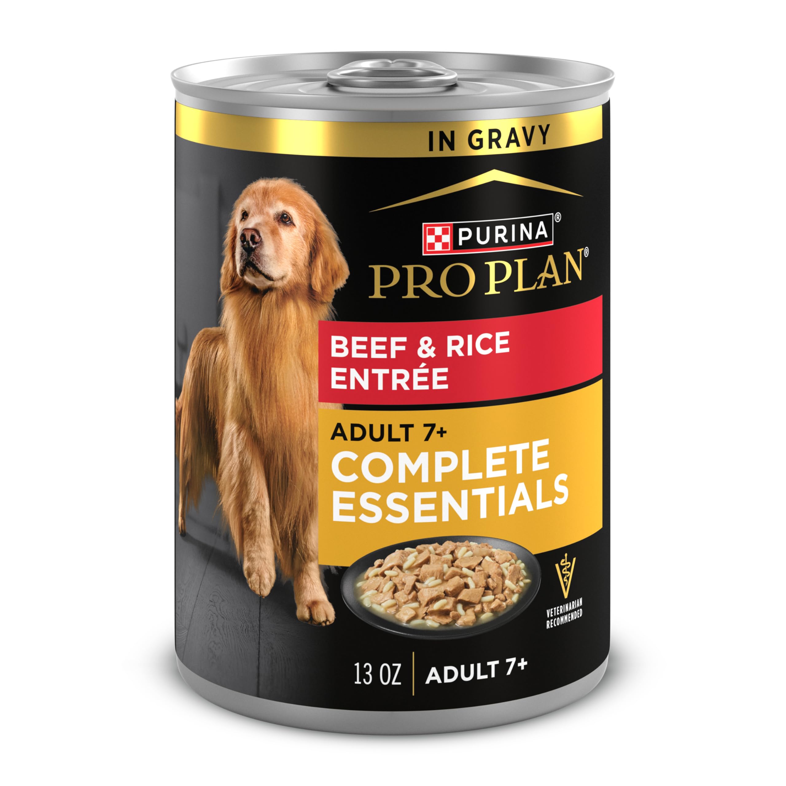 Purina Pro Plan High Protein Senior Wet Dog Food, Beef and Rice Entree - (Pack of 12) 13 Oz. Cans