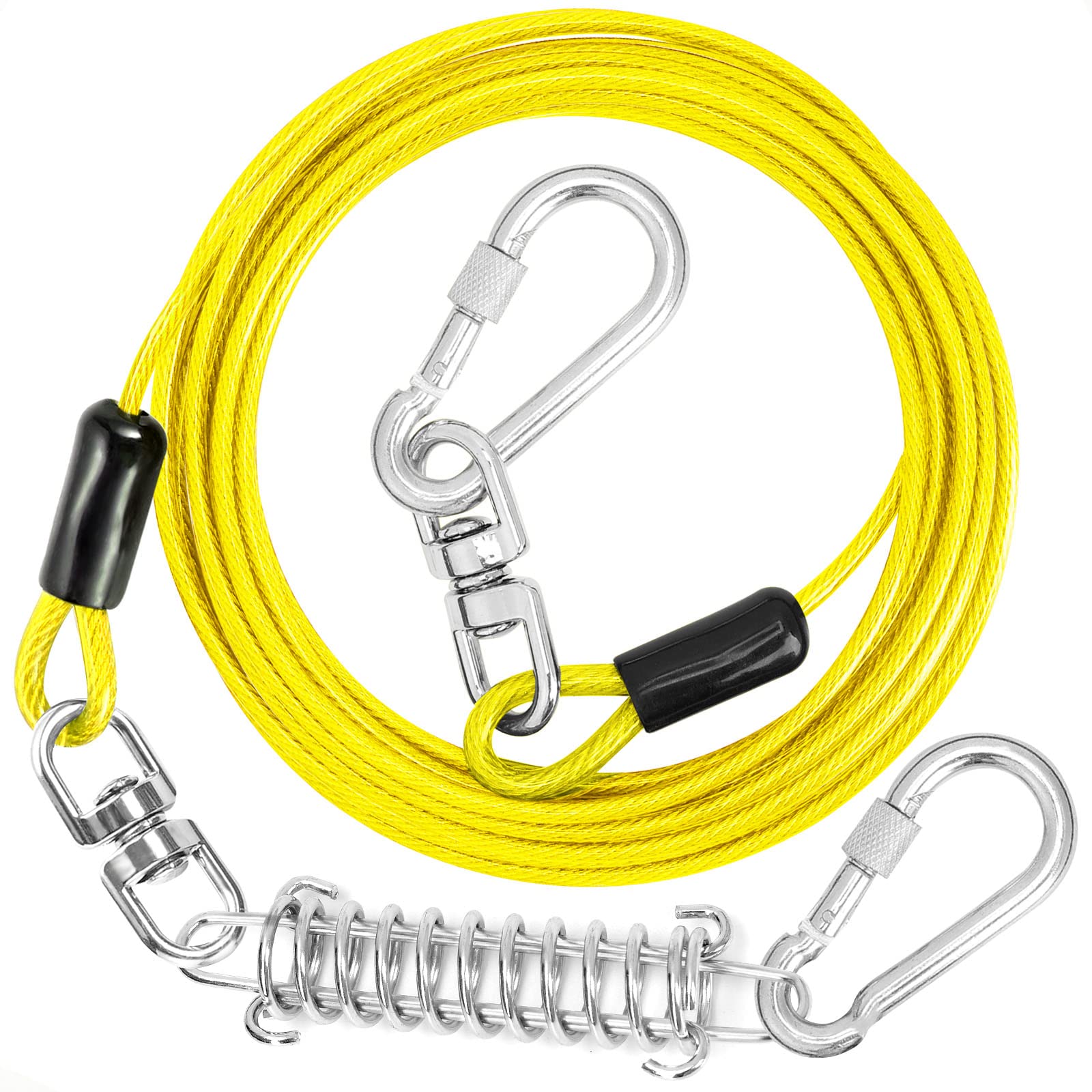 Jenico Dog Tie Out Cable - 50 Ft Dog Runner Cable With Swivel Hook, Dog Leash Run Tether For Yard Outdoor And Camping, Rust- Proof Training Line For Small To Medium Pets Up To 500 Lbs