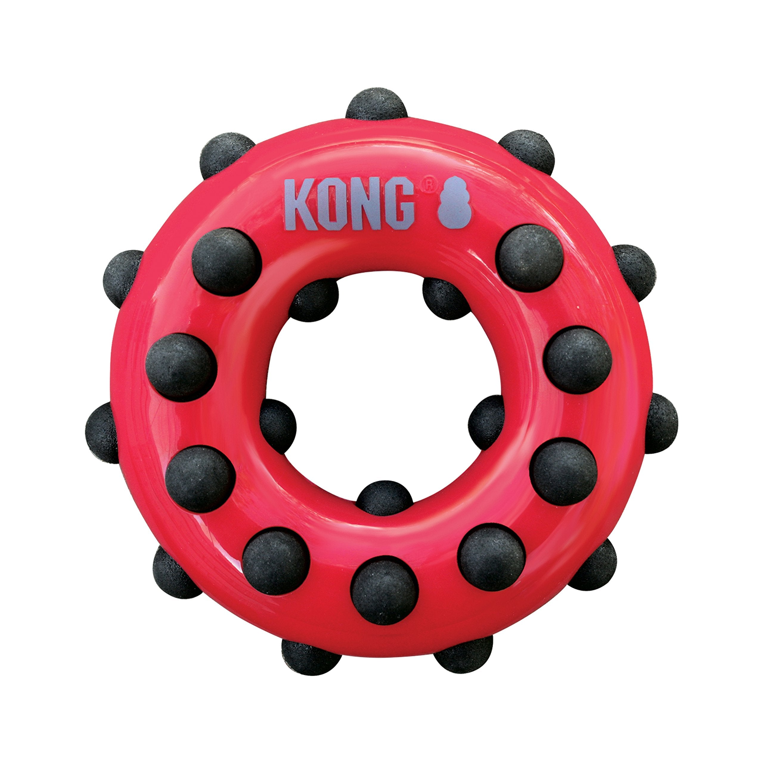 Kong Dotz Circle Dog Toy, Interactive Squeaky Chew Toy With Multiple Textures, Nubs Clean Teeth & Gums, Reduces Plaque, Tartar, 