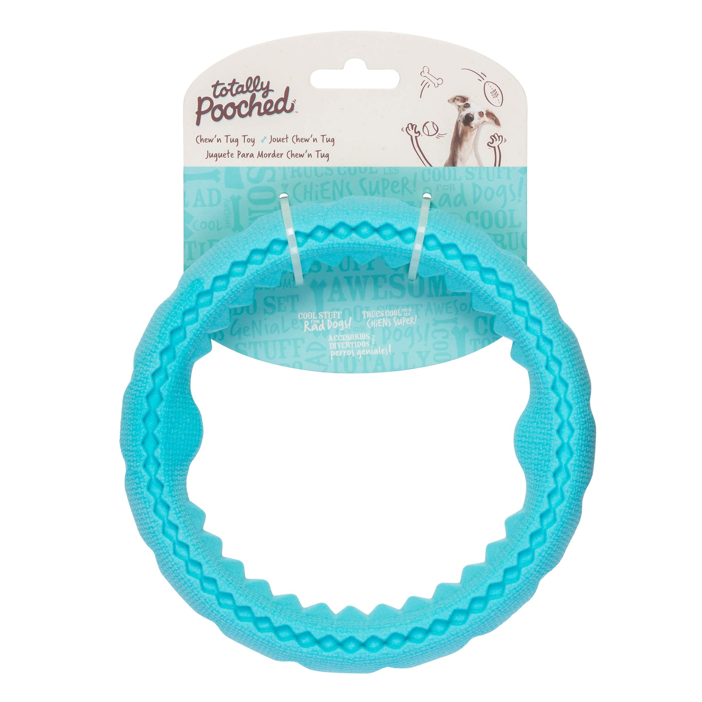 Messy Mutts Chew n' Tug Ring Dog Toy - Durable TPR, 6.5”, Teal, Model TP301MT, Perfect for Tough Chewers