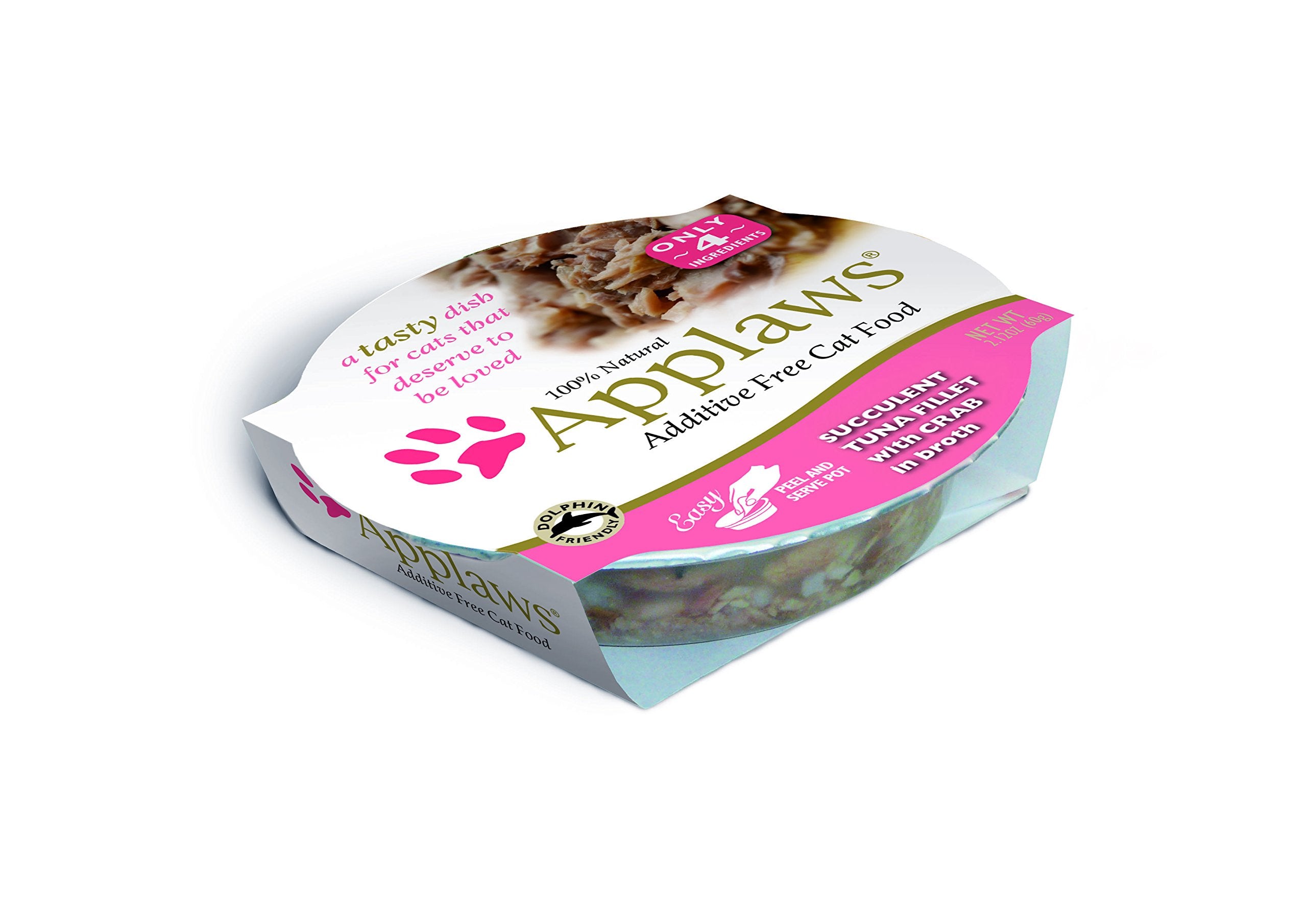 Applaws Succulent Tuna Fillet with Crab Cat Food Cups, 100% Natural, 18 x 2.12 oz