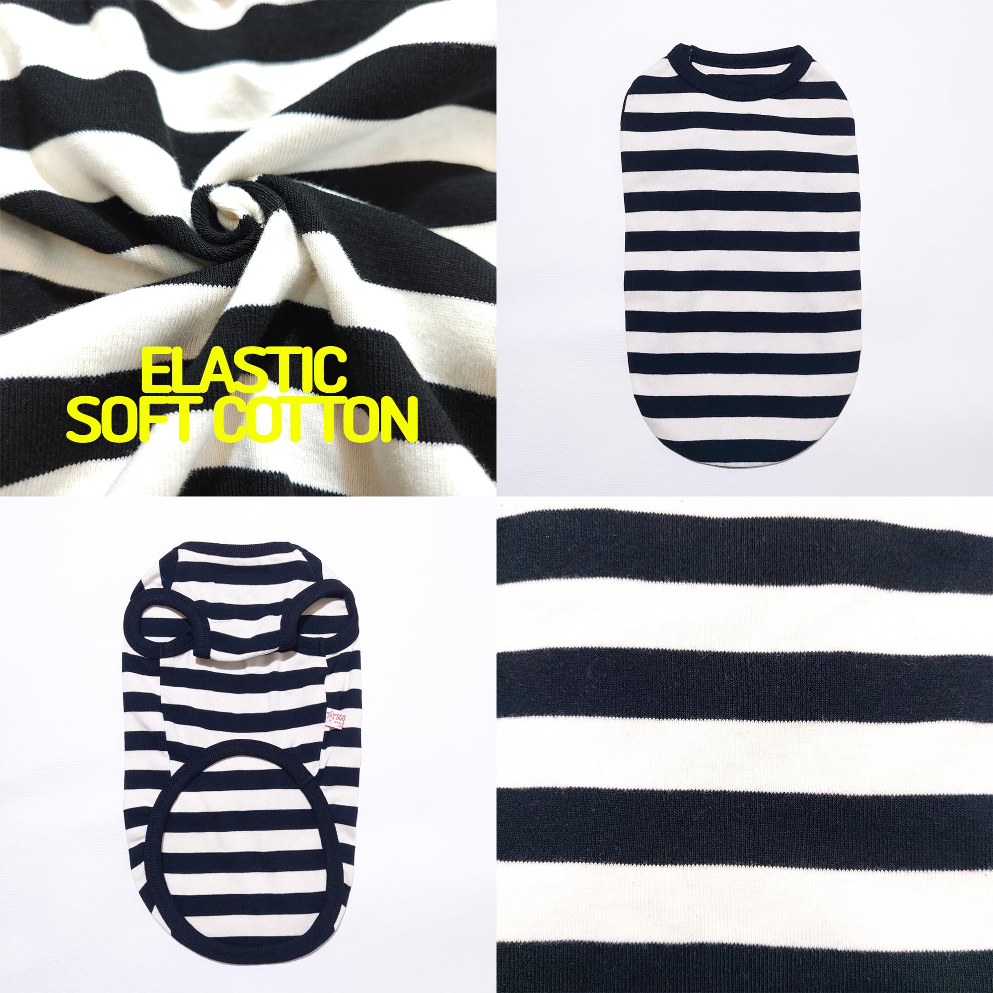 D Doggy Star Dachshund Clothes For Dogs Mini And Adults T Shirts (L,Stripe Ivory/Black)