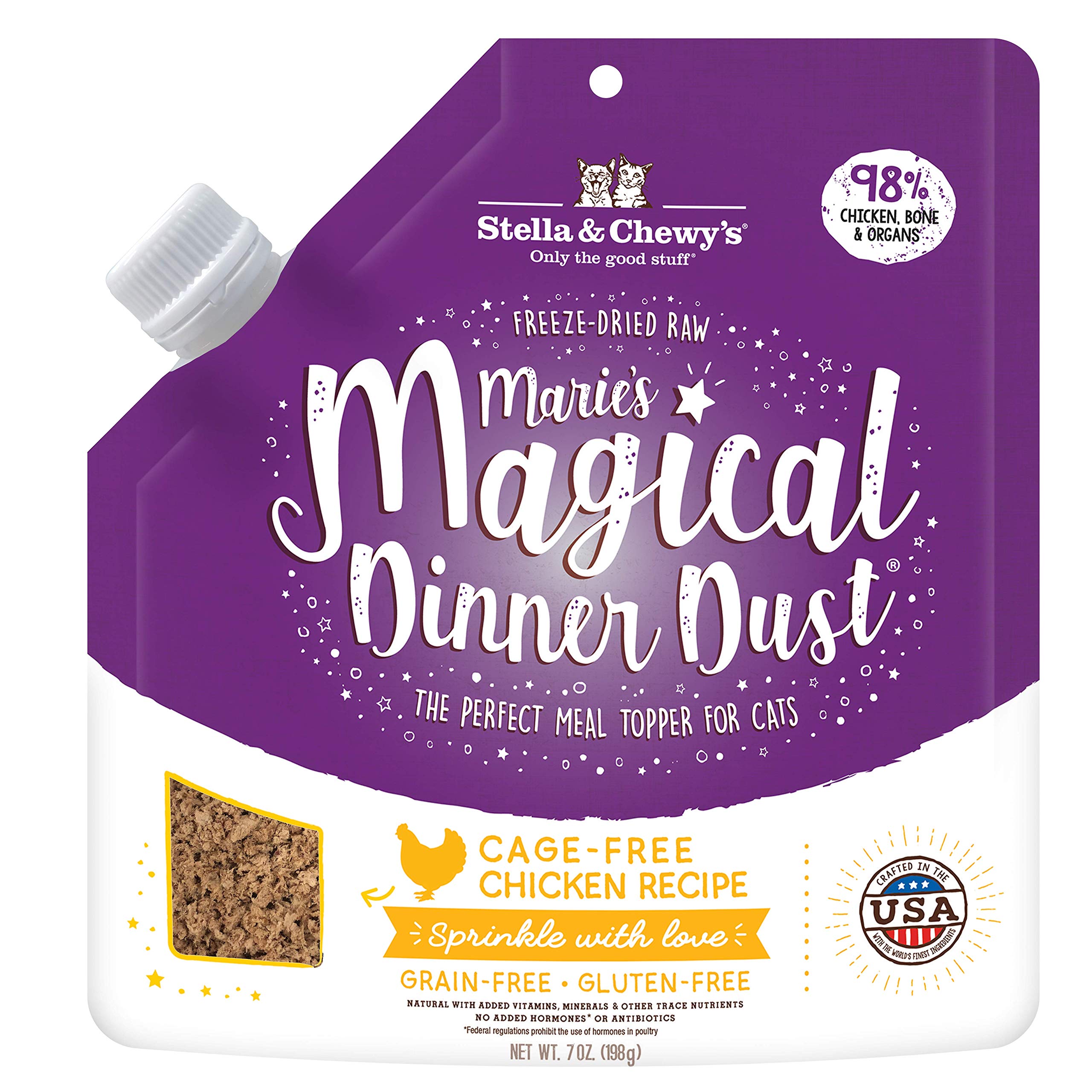 Stella & Chewys Freeze-Dried Raw Maries Magical Dinner Dust - Grain Free, Protein Rich Cat & Kitten Food Topper - Cage-Free Chi