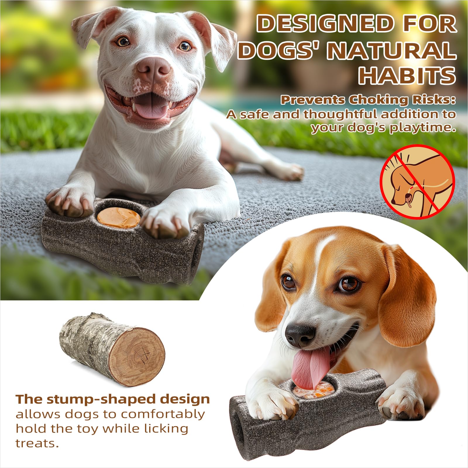 Interactive Dog Chew Toy For Aggressive Chewers - Durable Treat Dispensing Stump Toy For Large Dogs And Puppies, Refillable & Di
