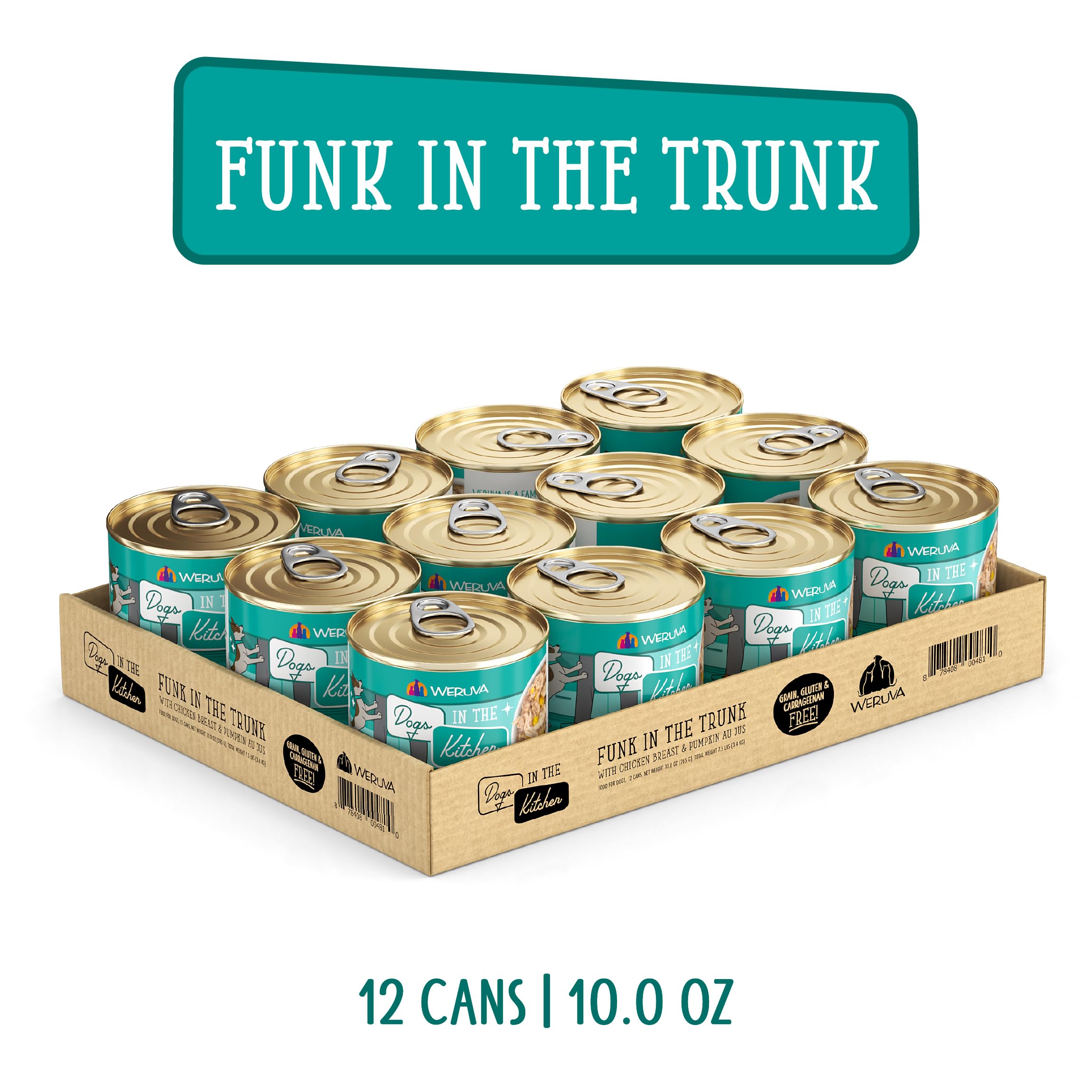 Weruva Dogs in The Kitchen, Funk in The Trunk with Chicken Breast & Pumpkin Wet Dog Food, 10oz Can (Pack of 12)