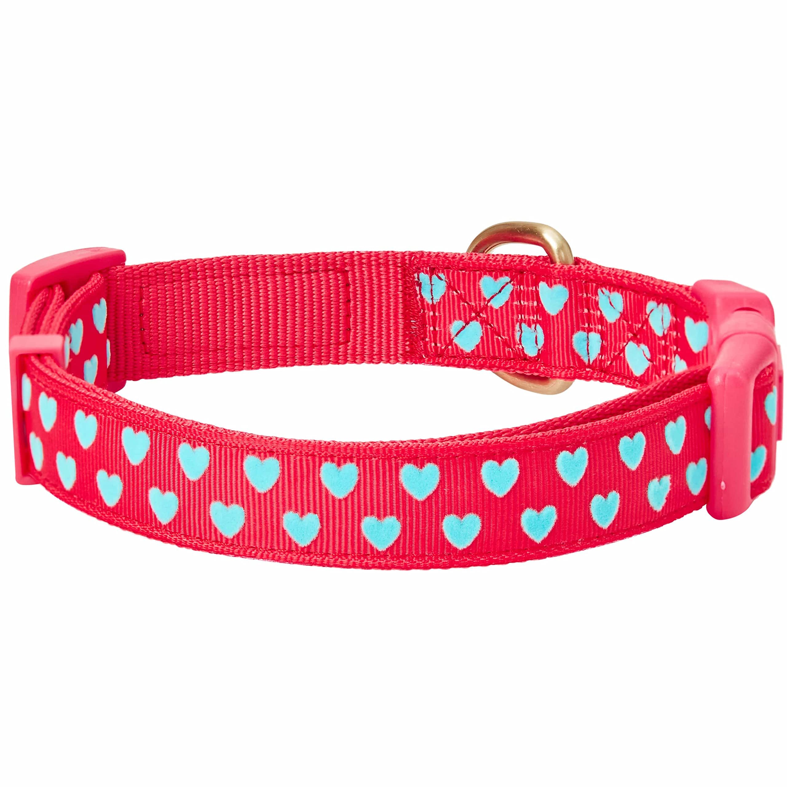Blueberry Pet Heart Flocking Dog Collar Valentine’S Day Adjustable Collars With Velvety Bowtie For Small Dogs, Lust Red, Neck 12'-16'