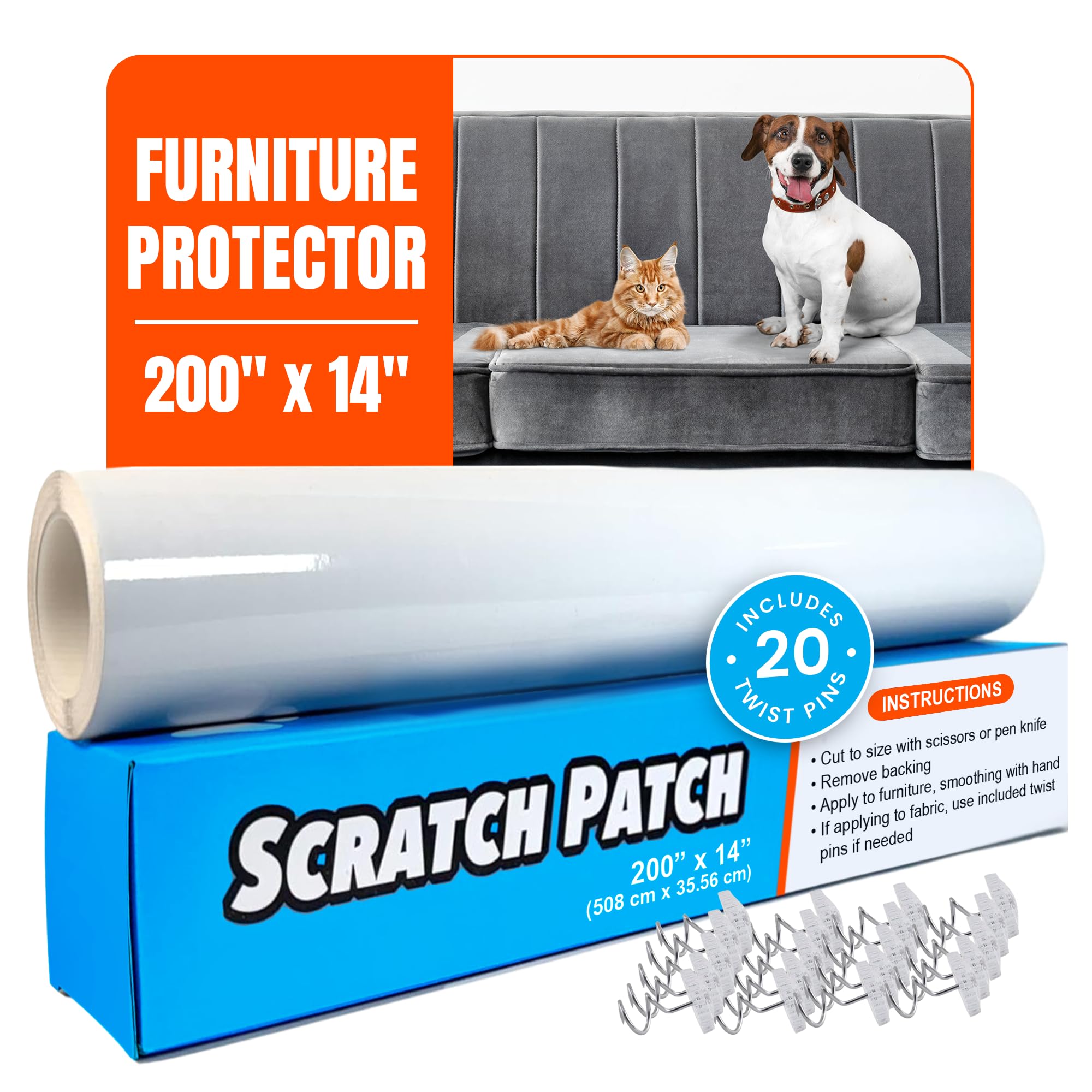 Match 'N Patch Furniture Protector - Scratch Protector For Pets - Transparent Shield For Pet Scratches - Self-Adhesive & Easy To