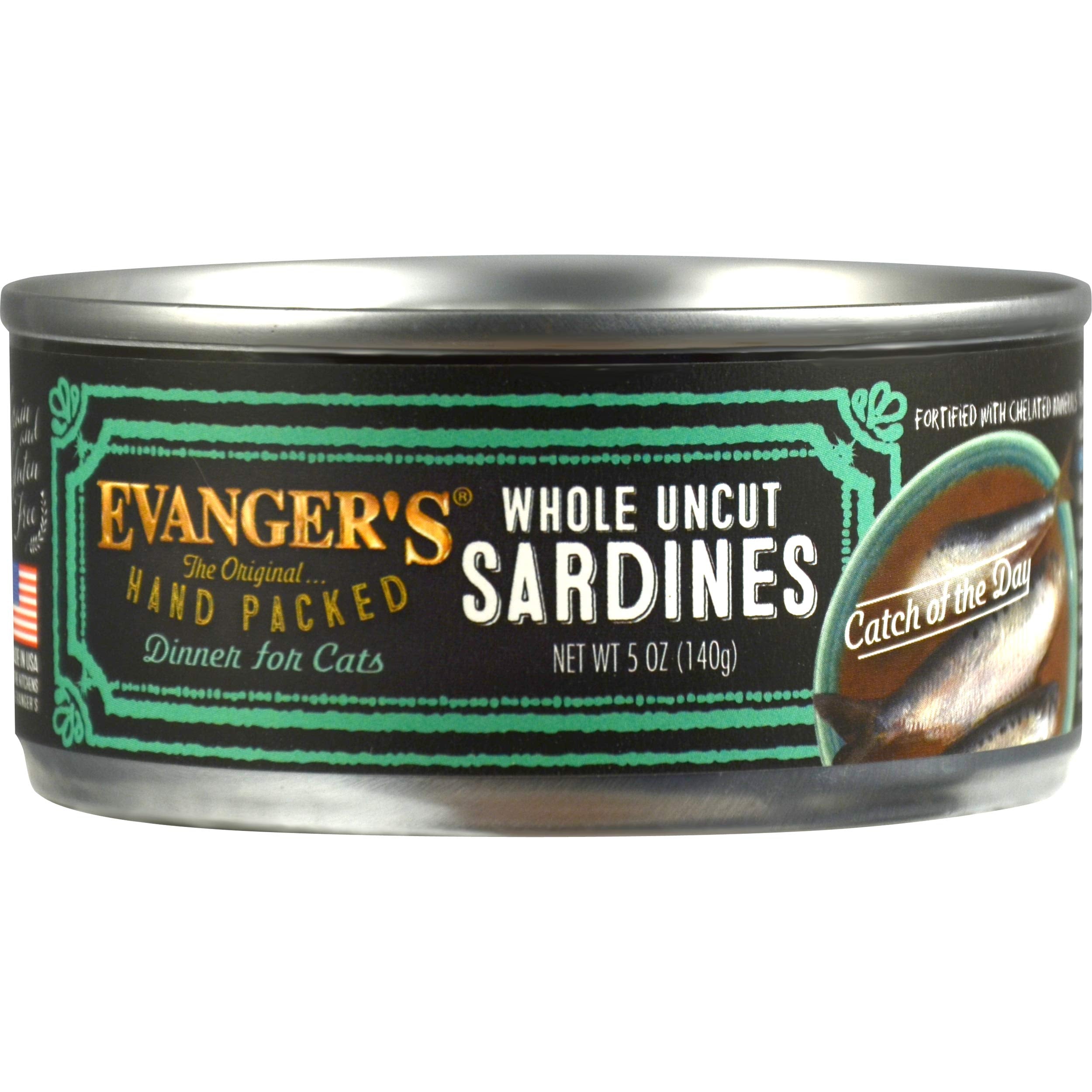 Evangers Hand Packed Whole Uncut Sardines for Cats - 24, 5.5 oz Cans