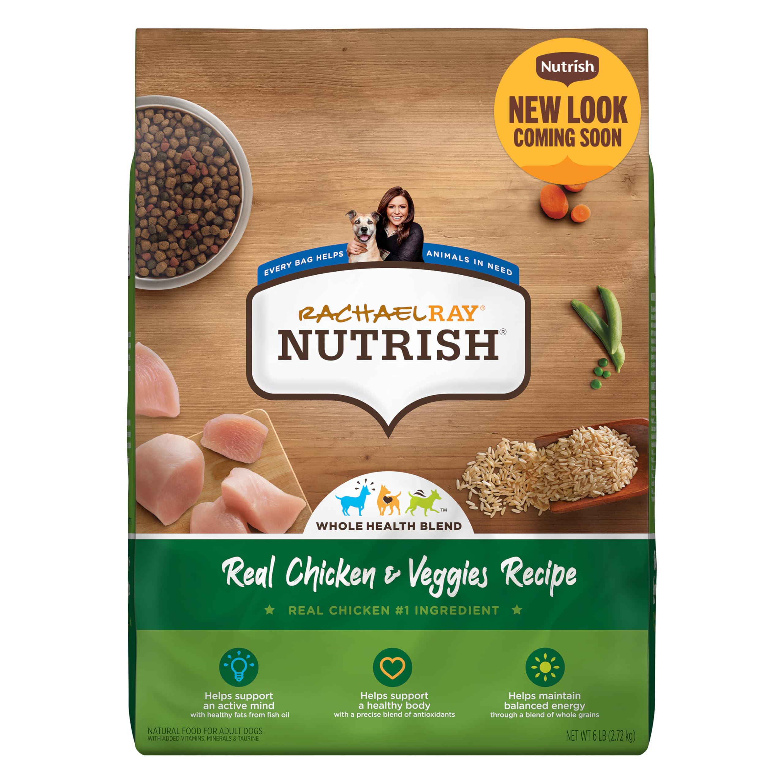 Nutrish Real Chicken & Veggies Recipe Whole Health Blend Dry Dog Food, 6 lb. Bag, Packaging May Vary (Rachael Ray)