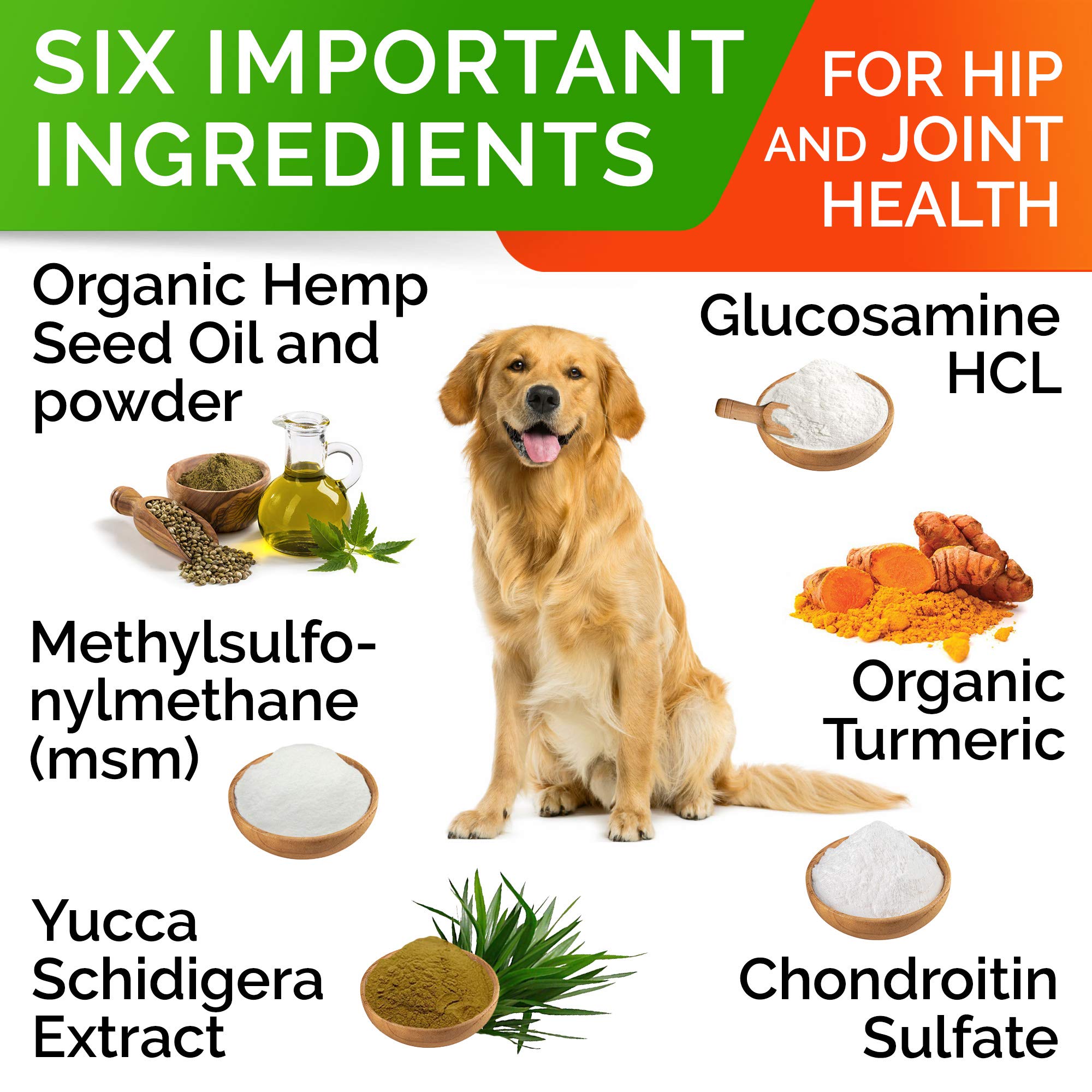 STRELLALAB Hemp Chews for Dogs - Joint Pain Relief, 120Ct Duck, MSM & Turmeric, Hip & Joint Supplement