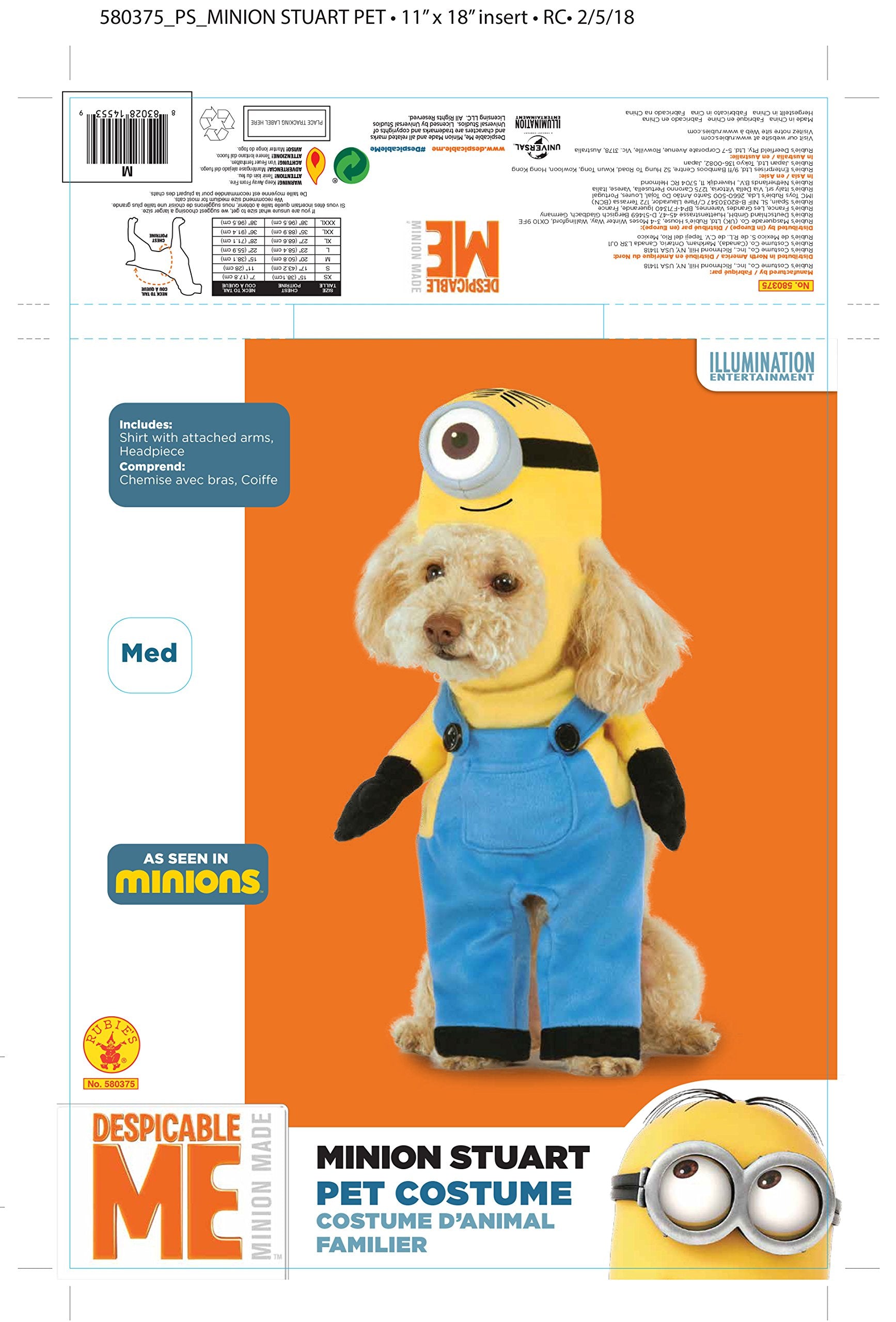 Minion Stuart Arms Pet Suit, Small