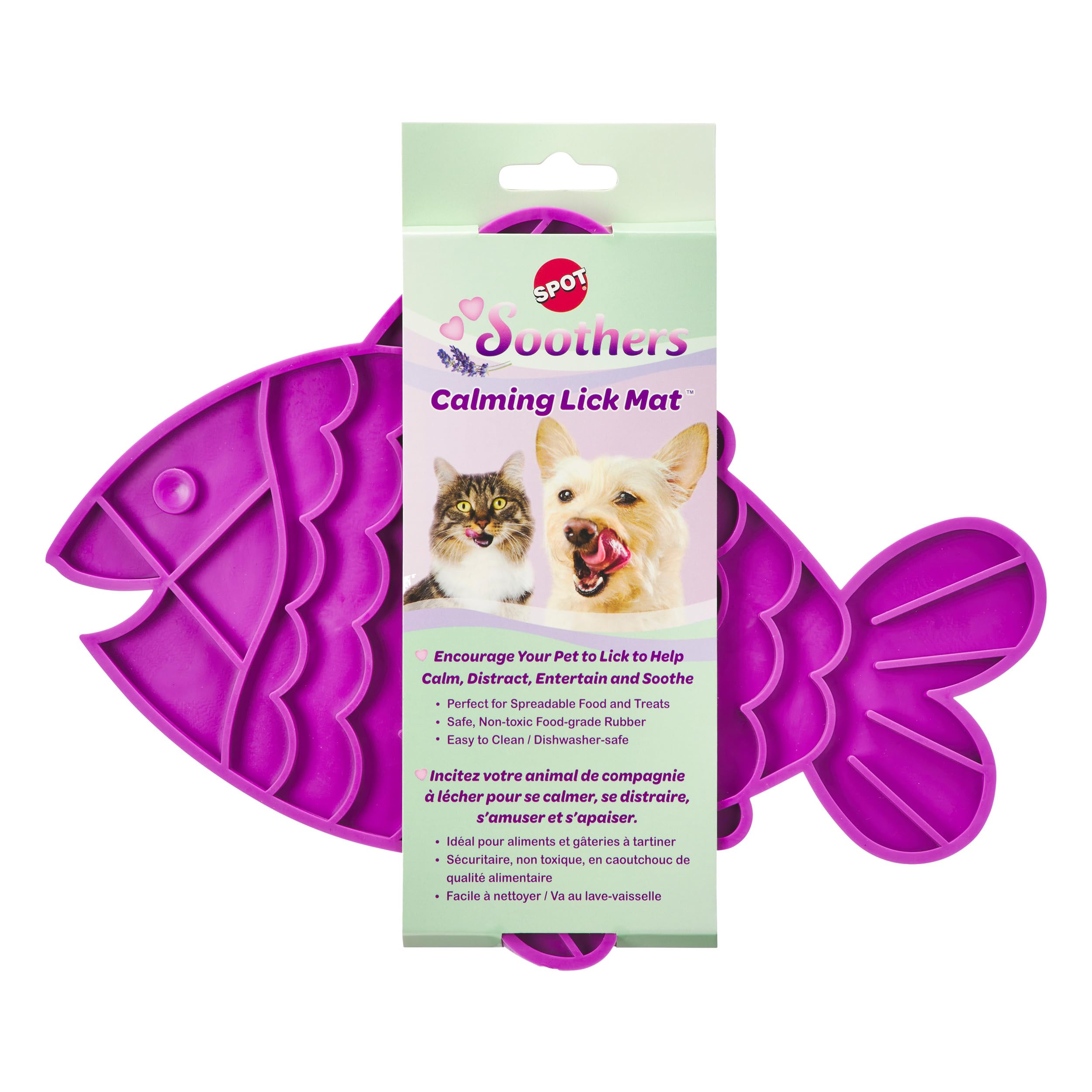 SPOT Soother Lick Mat-Licking Mat for Cats, Kittens, Medium and Large Dogs and Puppies, Food Grade Rubber, Anxiety Reliever, Dog