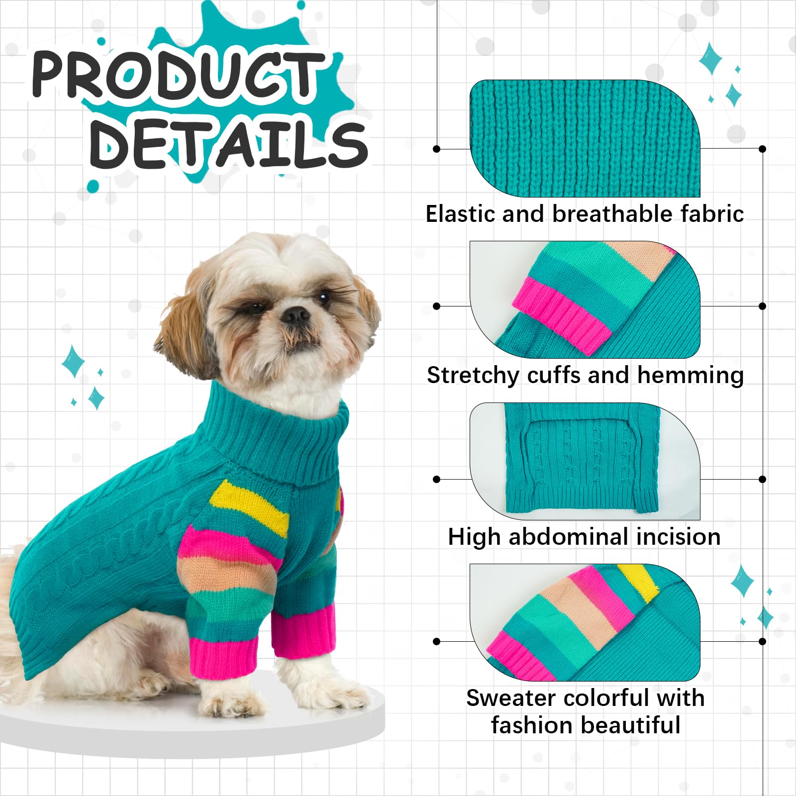 Ouobob Dog Sweater Warm, Comfy Thick Sweaters For Large Size Dogs Girls Boys, Dog Christmas Sweaters Winter, Turtleneck Knit Swe