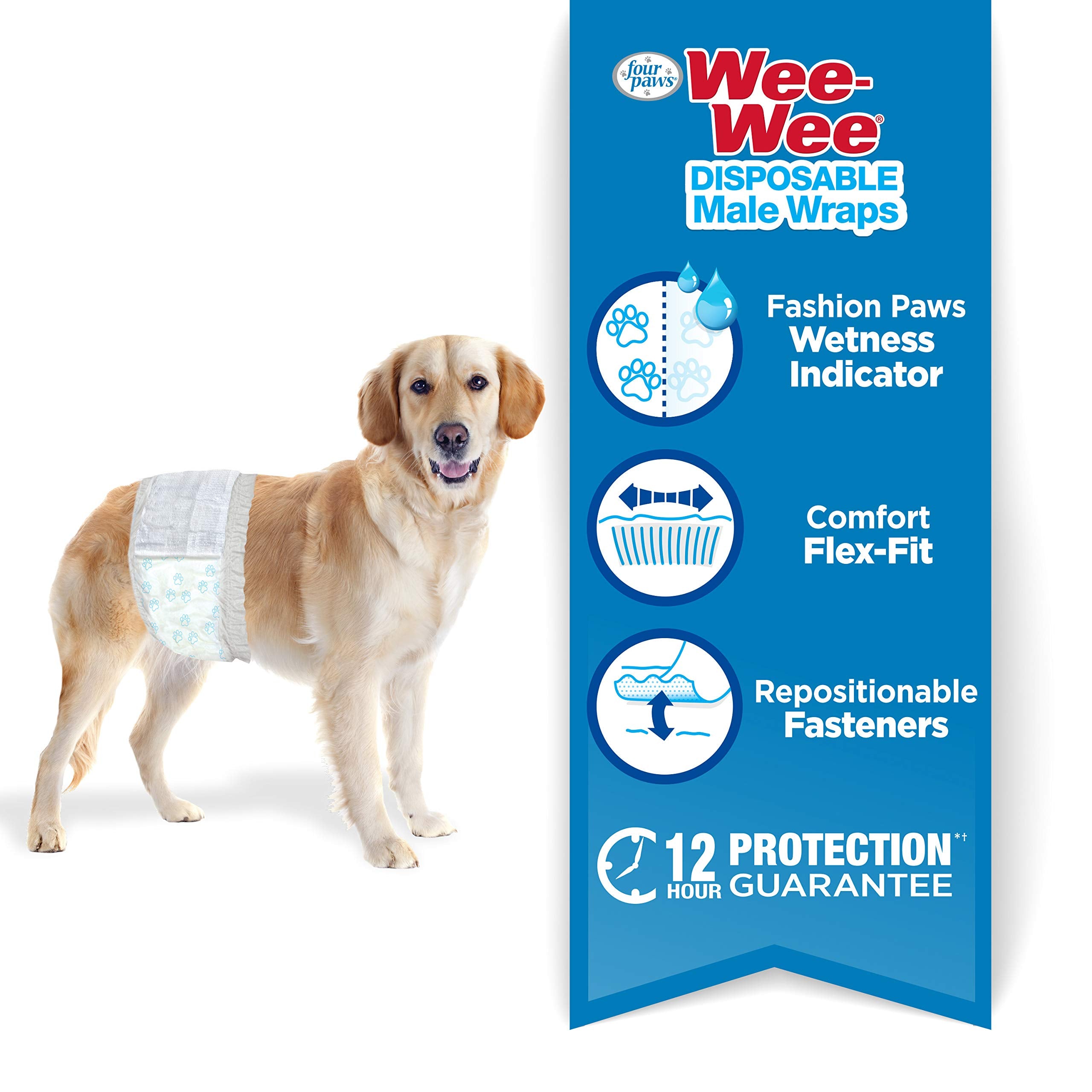Four Paws Wee Wee Disposable Male Dog Wraps Medium/Large