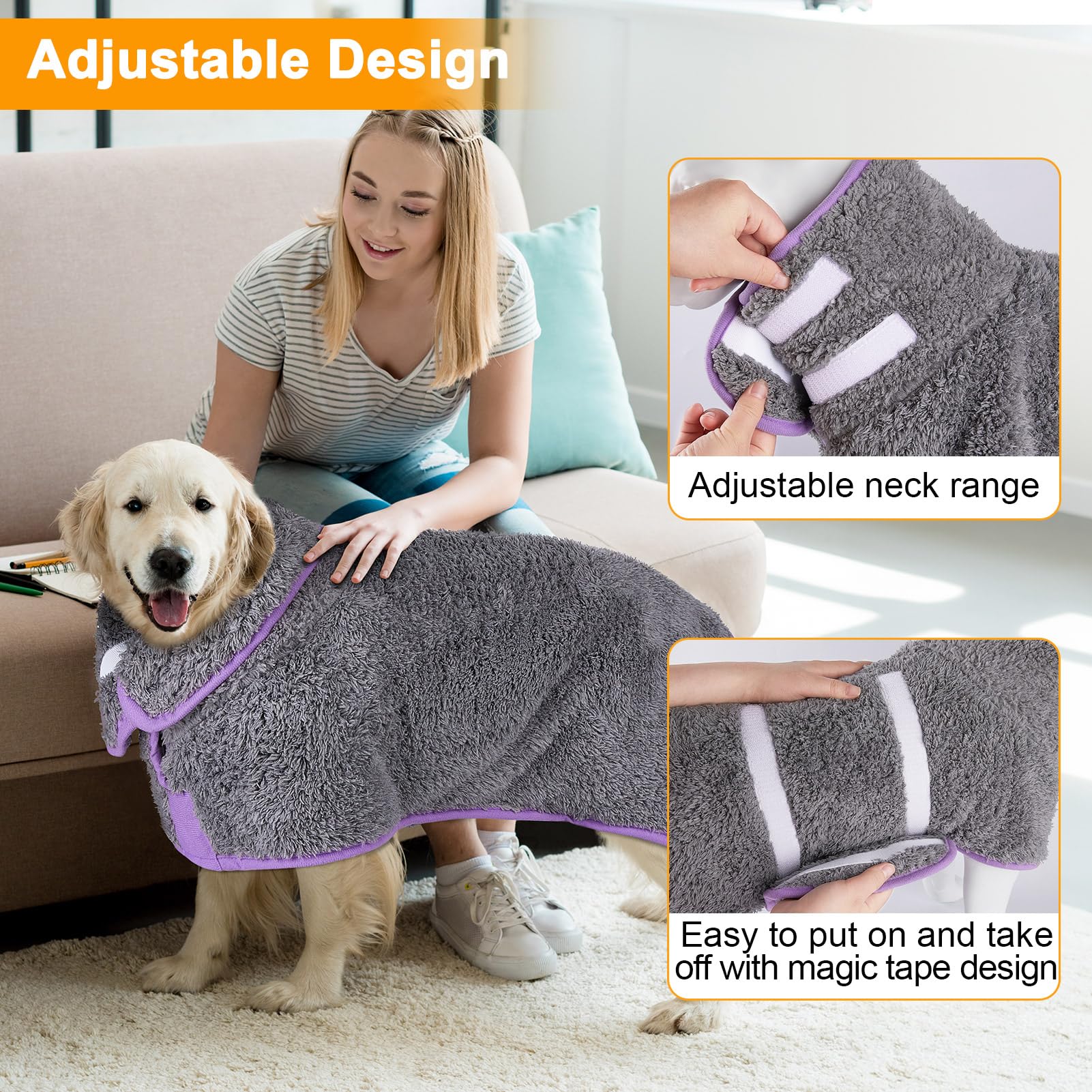 Super Absorbent Dog Towel - Large Quick Drying Robe For After Bath, Soft & Adjustable To Keep Dog Warm (S-Xxl)